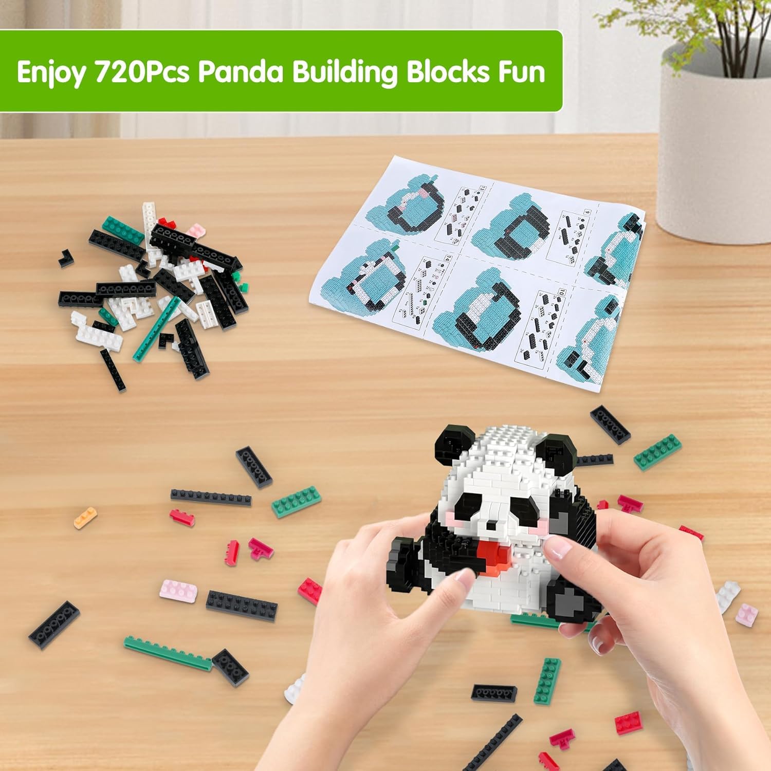 Zinuo 3-in-1 Panda Building Blocks Set - 720 Pieces STEM Educational Toys, Creative Animal Bricks Figures for Kids Ages 9+ | Perfect for Birthday Gifts, Classroom Activities & Family Bonding Time