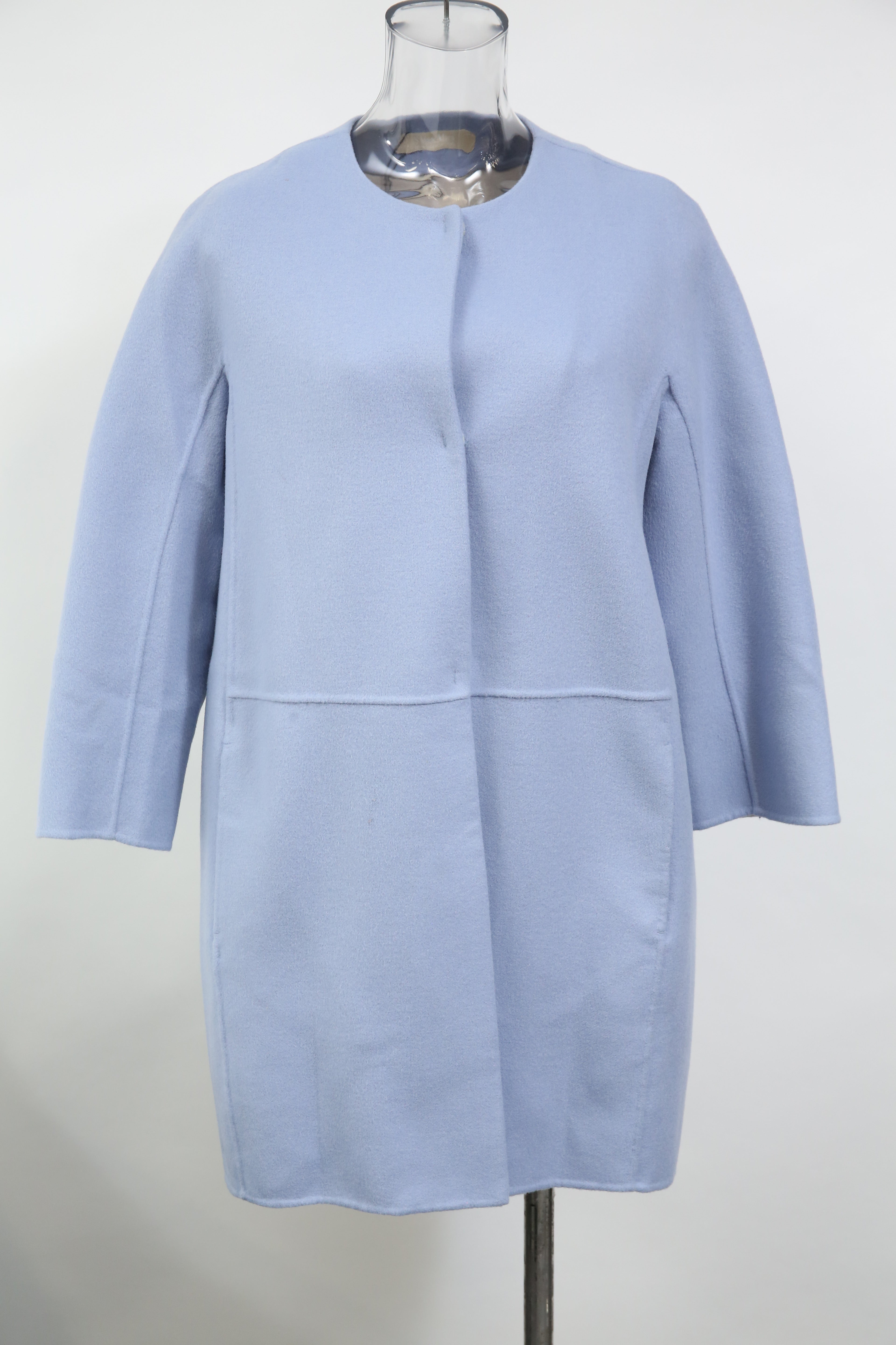 Max Mara Unito Angora Coat - Light Blue Virgin Wool Women's Winter Coat | Elegant Outerwear for Office, Parties & Formal Occasions