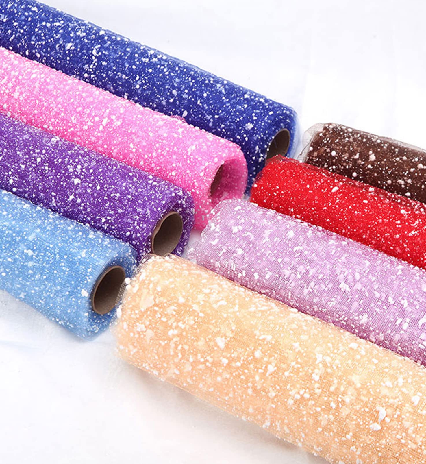 1Roll White Flower Wrapping Mesh Paper - Snow Dot Yarn Floral Bouquet Gift Packaging Net for DIY Crafts, Wedding Decorations, Mothers Day, Valentines Day, Birthday Party Supplies (19.7inch x 4Yard)