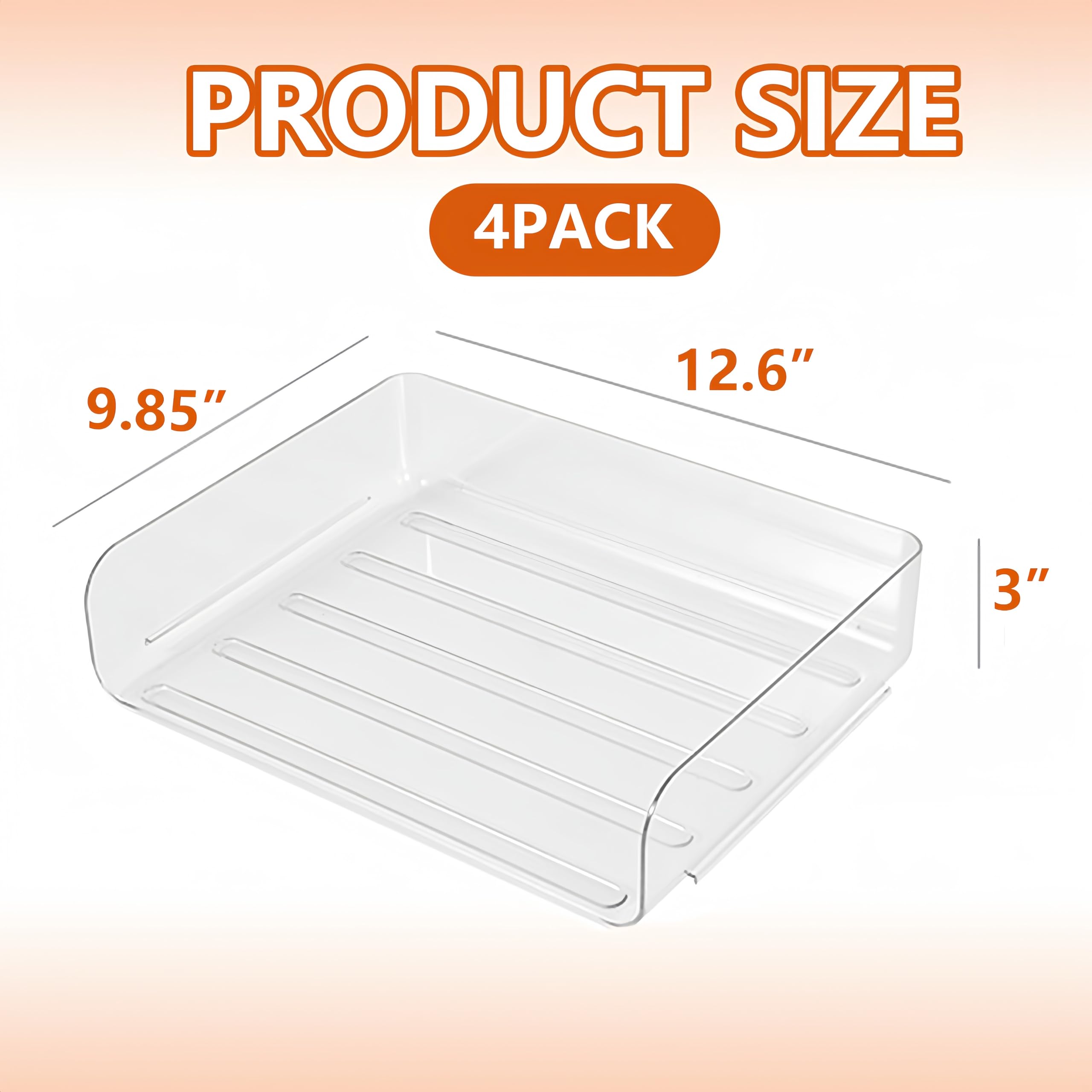 Stackable Clear Desk Organizer - 4 x Wide Entry Letter Tray for Office Paper, Files & Books Storage | Perfect for Home Office, School & Workspace Organization
