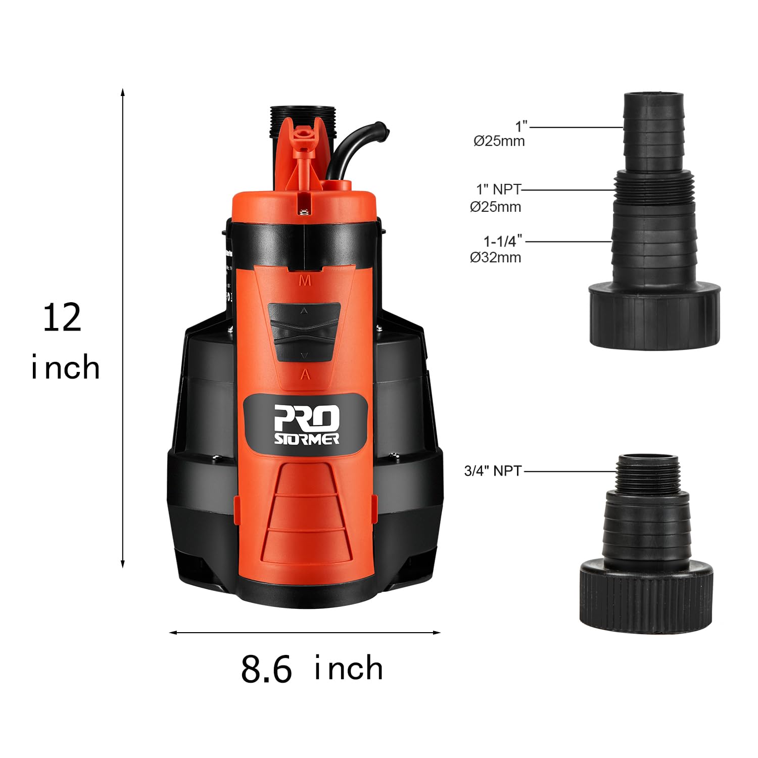 Prostormer 3500 GPH 1HP Submersible Sump Pump with Float Switch - Heavy Duty Clean/Dirty Water Pump for Pool, Pond, Garden, Flooded Basement, Irrigation & Emergency Water Removal
