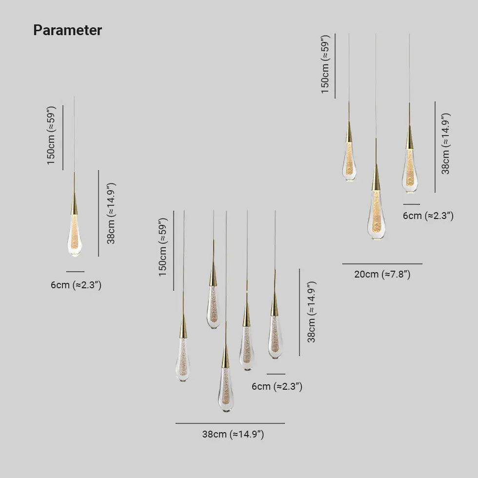 Modern Water Droplet Linear Gold Pendant Light for Kitchen Island - Elegant Dining Room & Bar Lighting Fixture