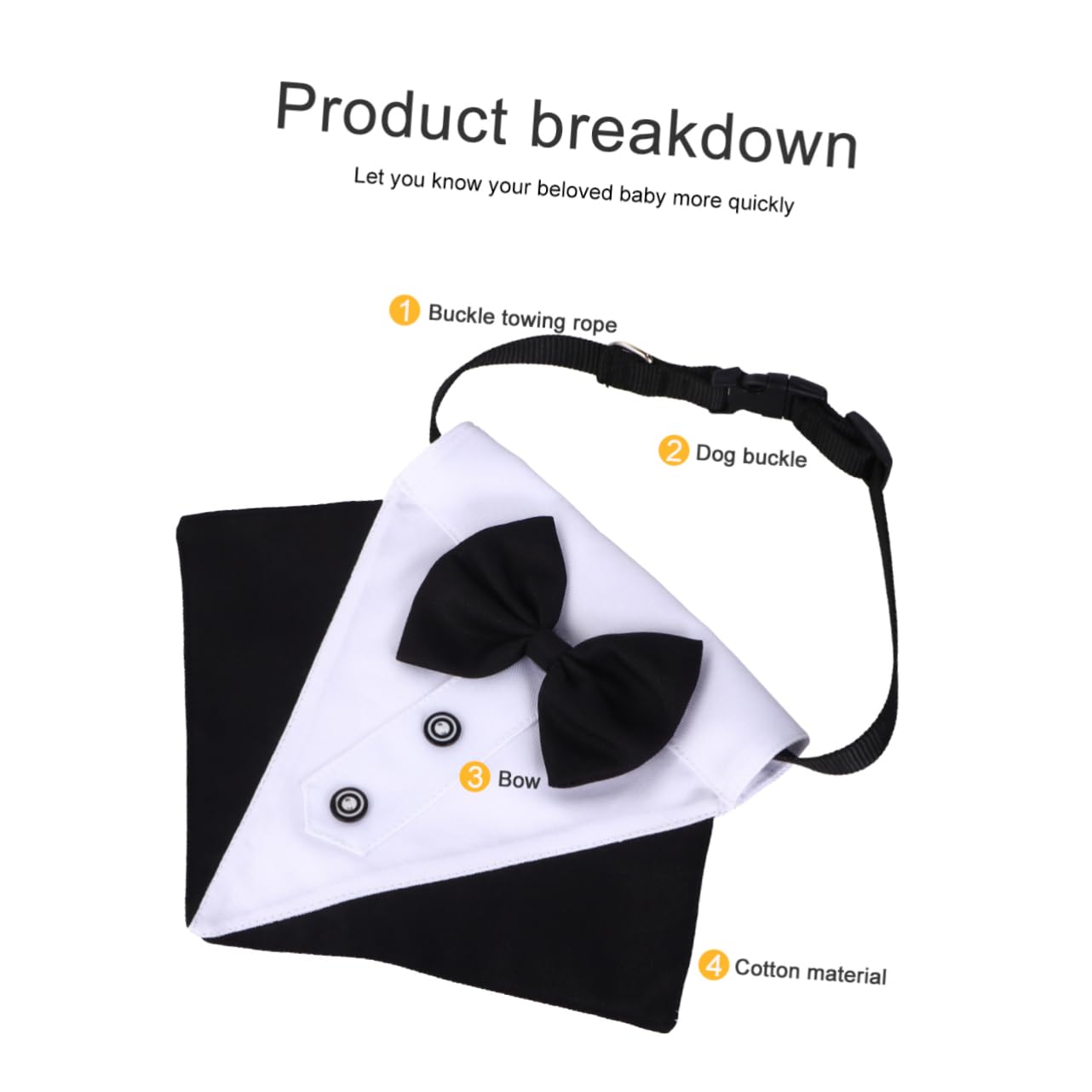 BESPORTBLE Fashionable Dog Bow Tie Collar with Triangle Scarf - Adjustable Pet Neck Accessory for Small Medium Large Dogs - Perfect for Parties, Weddings & Daily Walks