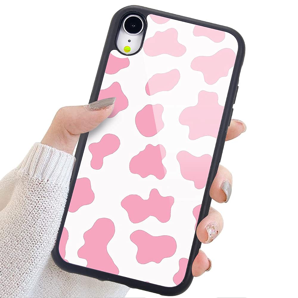 MAYCARI iPhone XR Case - Cute Pink Cow Pattern Design, Hard Back with Soft TPU Bumper Protective Phone Cover for Women & Girls | Perfect for Everyday Use, School, Work & Travel