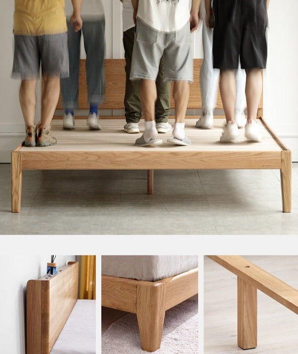 Solid Oak Wood LED Bed Frame with Built-in Lighting - Perfect for Modern Bedrooms, Guest Rooms, and Cozy Home Decor