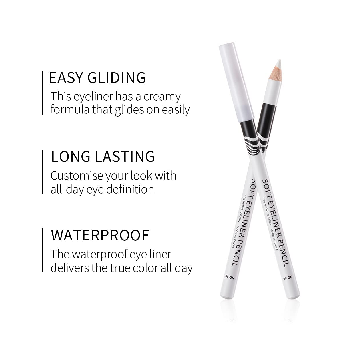 Professional White Eyeliner Pencils - Soft, Waterproof & Long-Lasting for Highlighting, Eyeshadow & Eye Brightening (12 Pack) | Perfect for Stage Makeup, Cosplay & Everyday Beauty Enhancement