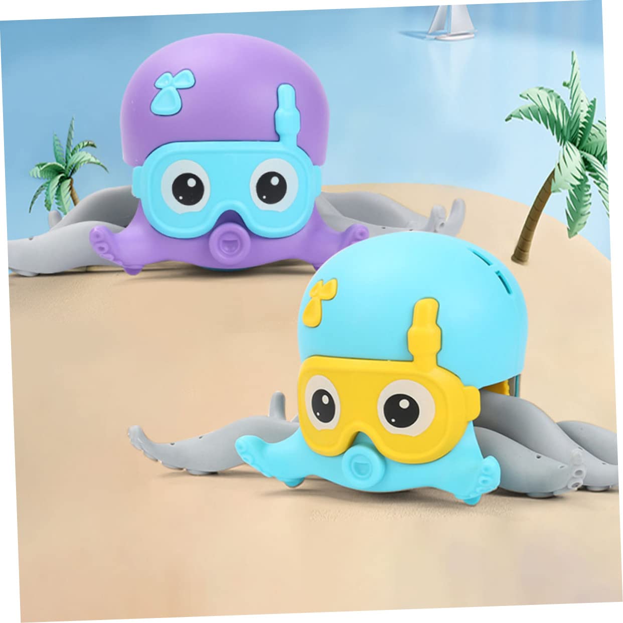 VICASKY 5-Pack Wind Up Swimming Octopus Toys - Purple Plastic Diving Bath Toys for Kids, Boys & Girls - Fun Pool, Bathtub & Beach Water Play for Toddlers
