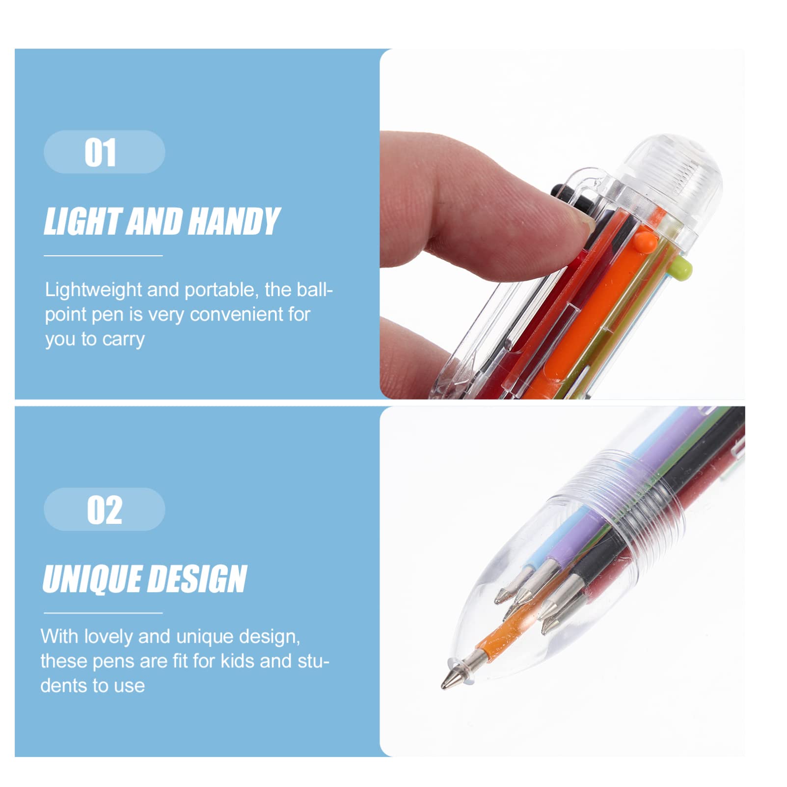 Operitacx 10-Pack Multicolor Ballpoint Pens - Transparent Plastic Writing Pens for Students, Office & School Supplies - Vibrant Colors for Note Taking, Journaling & Art Projects