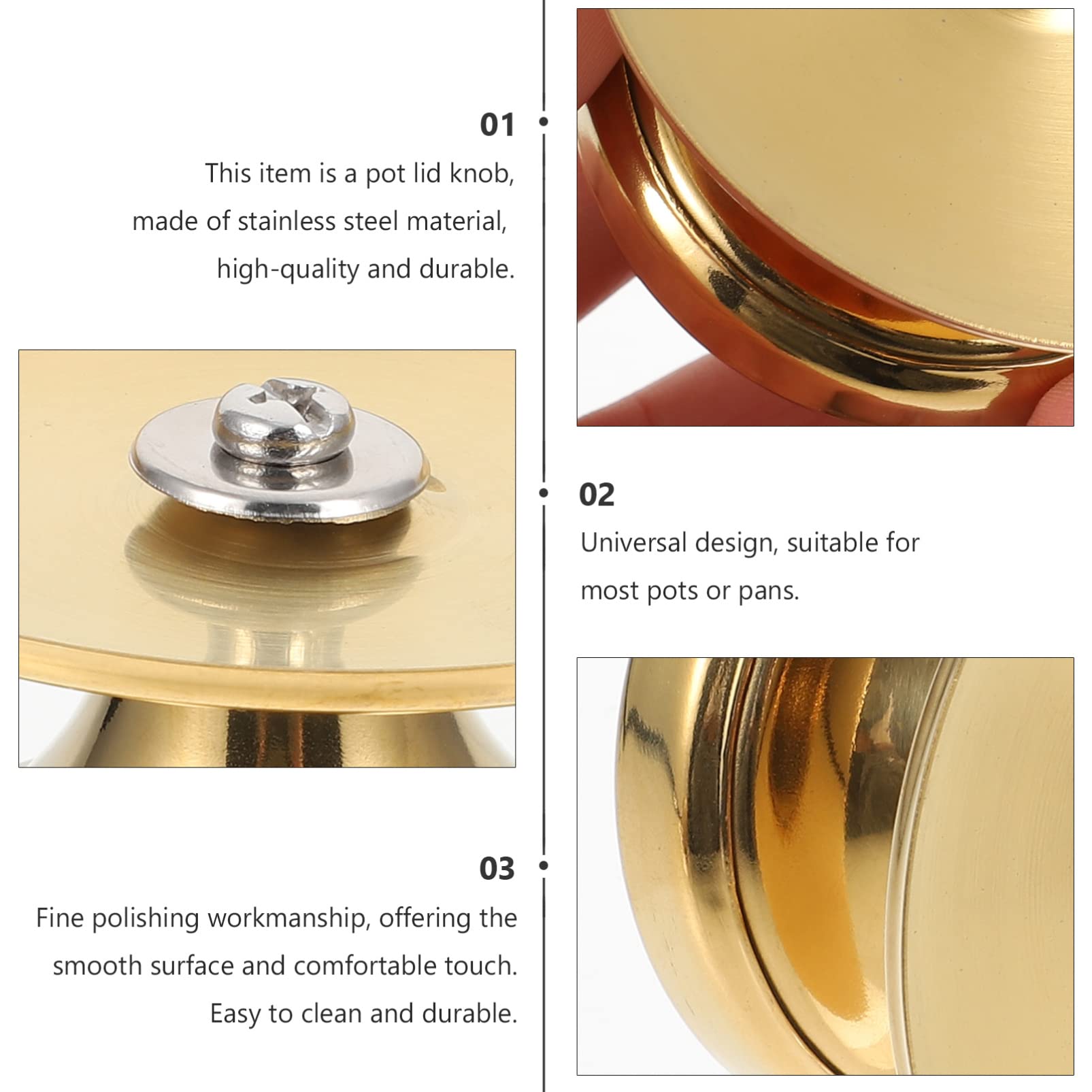Hemoton 4-Piece Stainless Steel Universal Pot Lid Handles - Replacement Knobs for Cookware, Bakeware & Pans - Secure Grip for Safe Cooking & Baking - Perfect for Kitchen, Stovetop & Oven Use