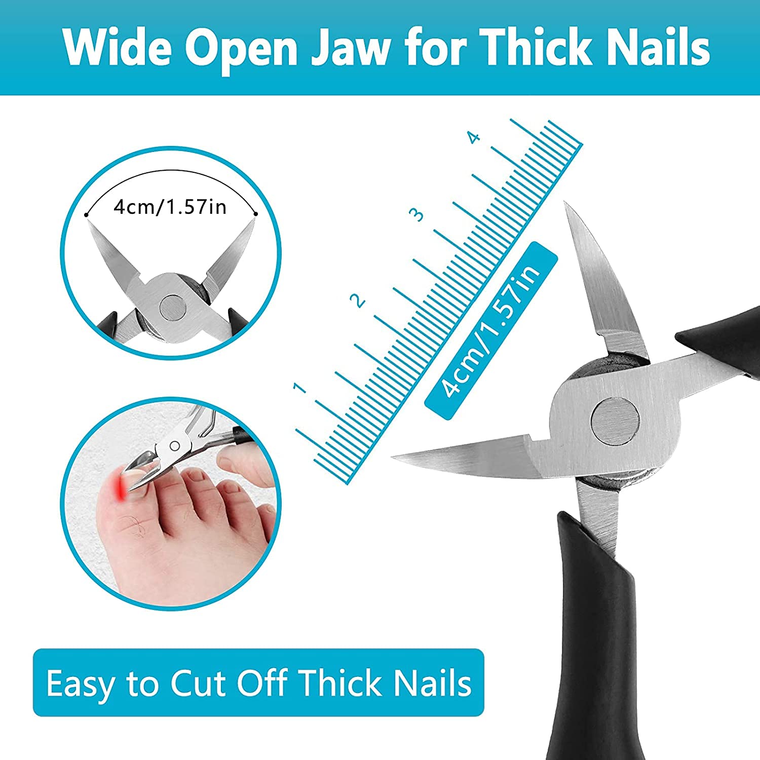 Professional Thick & Ingrown Toenail Clipper - Super Sharp Curved Blade Pedicure Tool for Men & Women | Black | Perfect for Ingrown Toenail Correction, Thick Nail Trimming & Home Foot Care