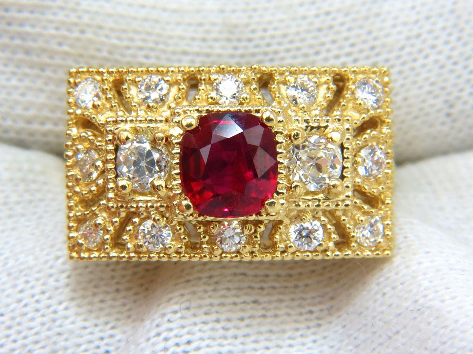 2.31CT GIA Certified Natural Cushion Cut Vivid Red Ruby Diamond Byzantine Ring in 18K Gold - Perfect for Engagement, Anniversary & Luxury Gifts