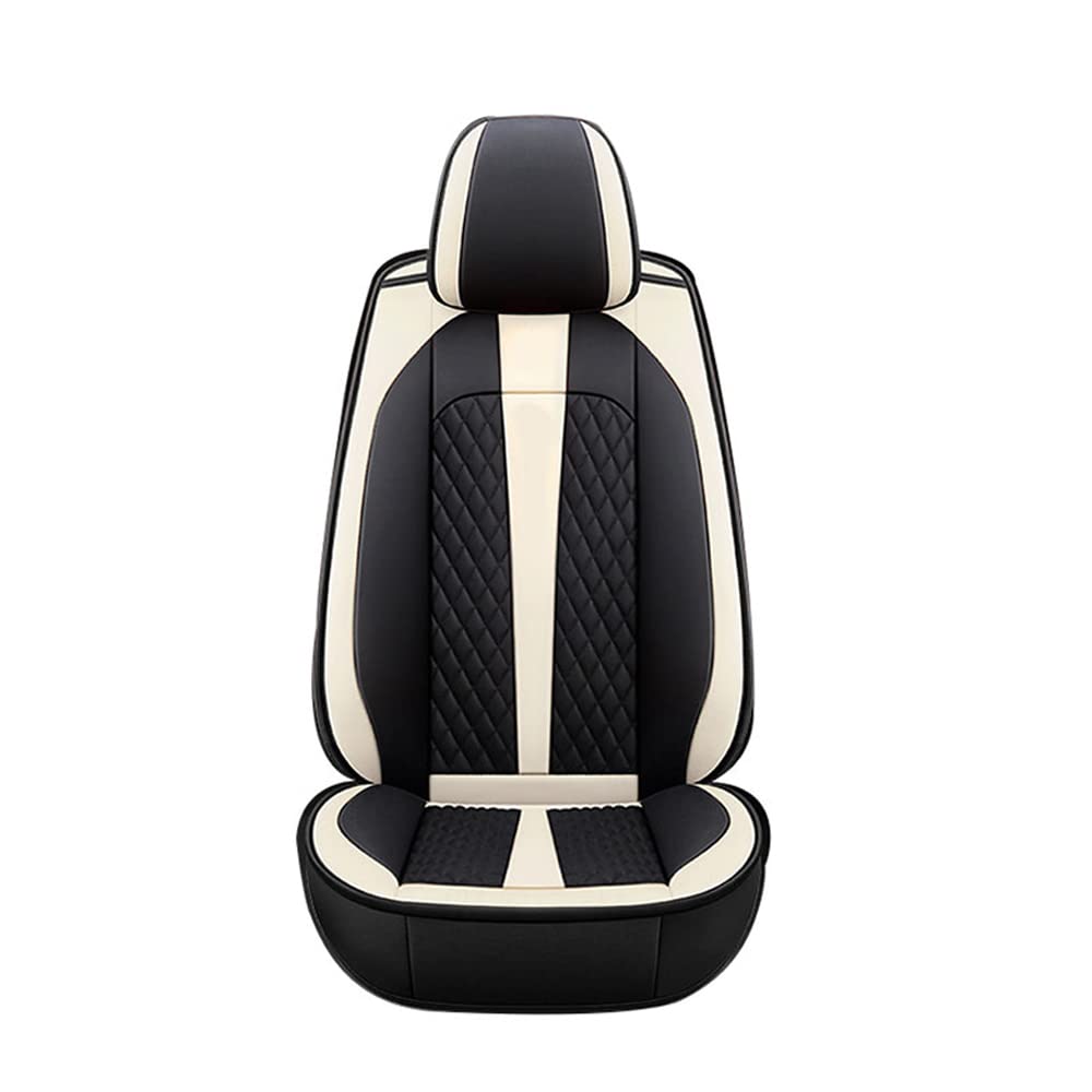 Universal Full Set Car Seat Covers for Hyundai Equus 2009-2016 - 5-Seat Leather Protectors (Black/Beige) | Front & Rear Seat Cushions | Durable Car Accessories for Comfort & Style | Perfect for Daily Commute, Road Trips & Family Protection