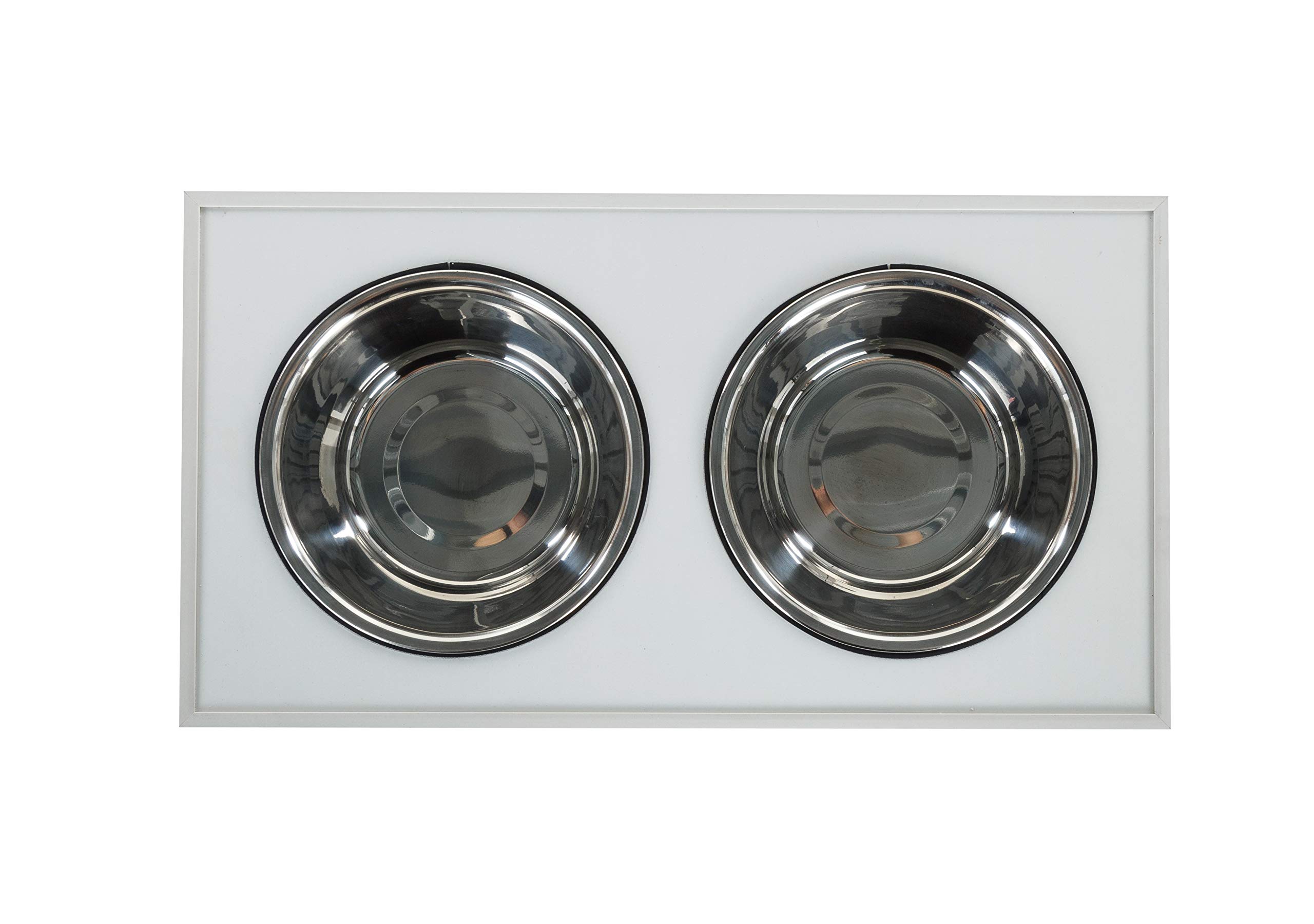 ECOFLEX Piedmont 2-Bowl Dog Diner with Storage Drawer - Antique White | Elevated Raised Dog Bowls for Large Dogs | Perfect for Dining Room or Kitchen Feeding Station