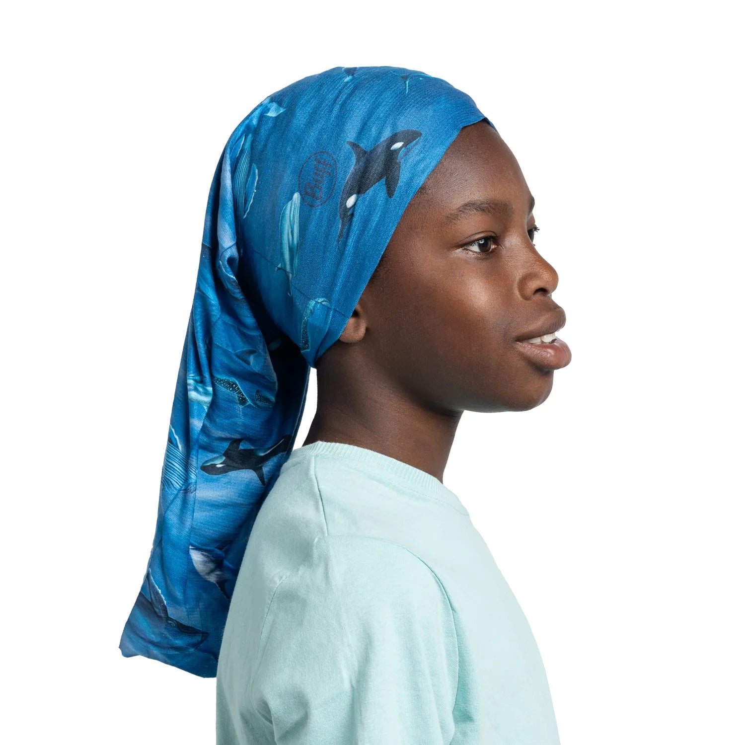 CoolNet UV® Cooling Neck Gaiter for Youth - Diver Whales Print - Sun Protection & Breathable Scarf for Swimming, Hiking & Outdoor Activities