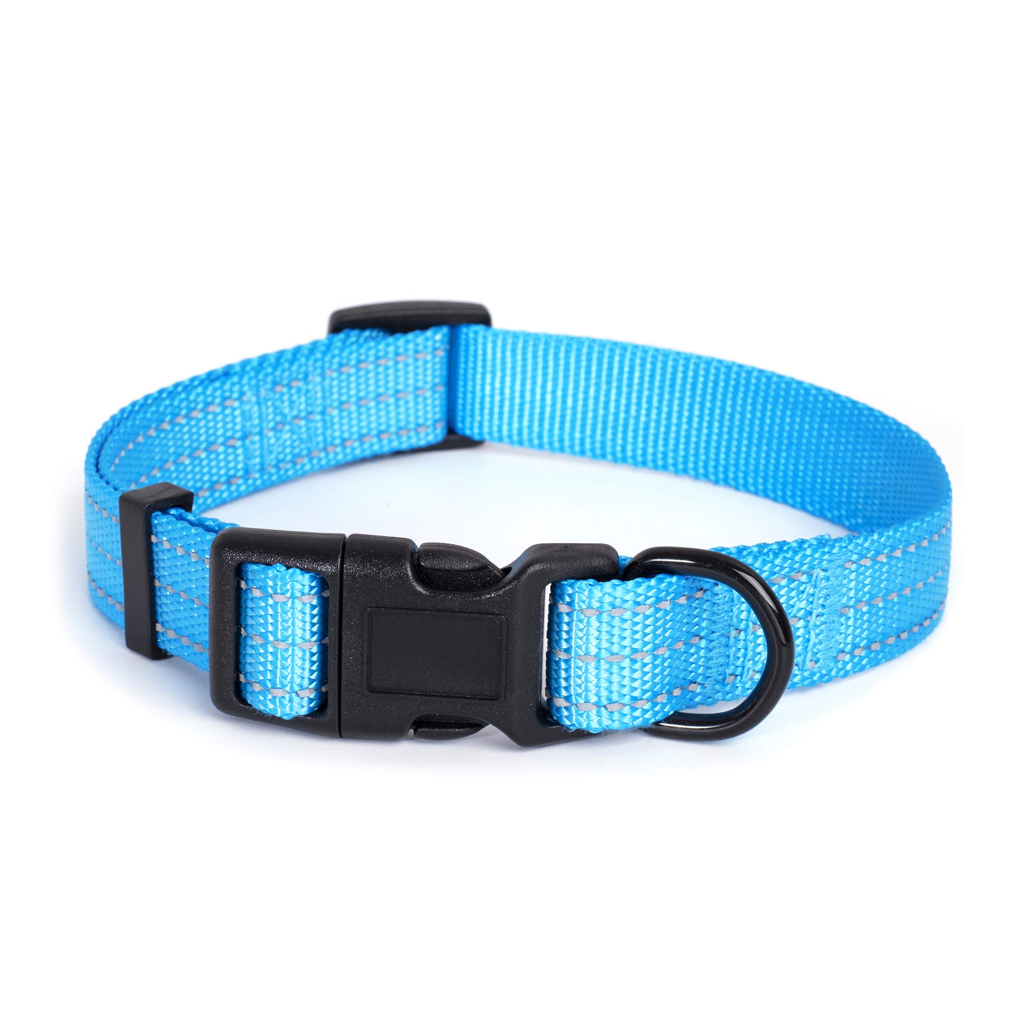 Reflective Nylon Dog Collar - Lightweight Puppy Collar for Small Dogs (Dark Blue) - Perfect for Night Walks & Outdoor Adventures