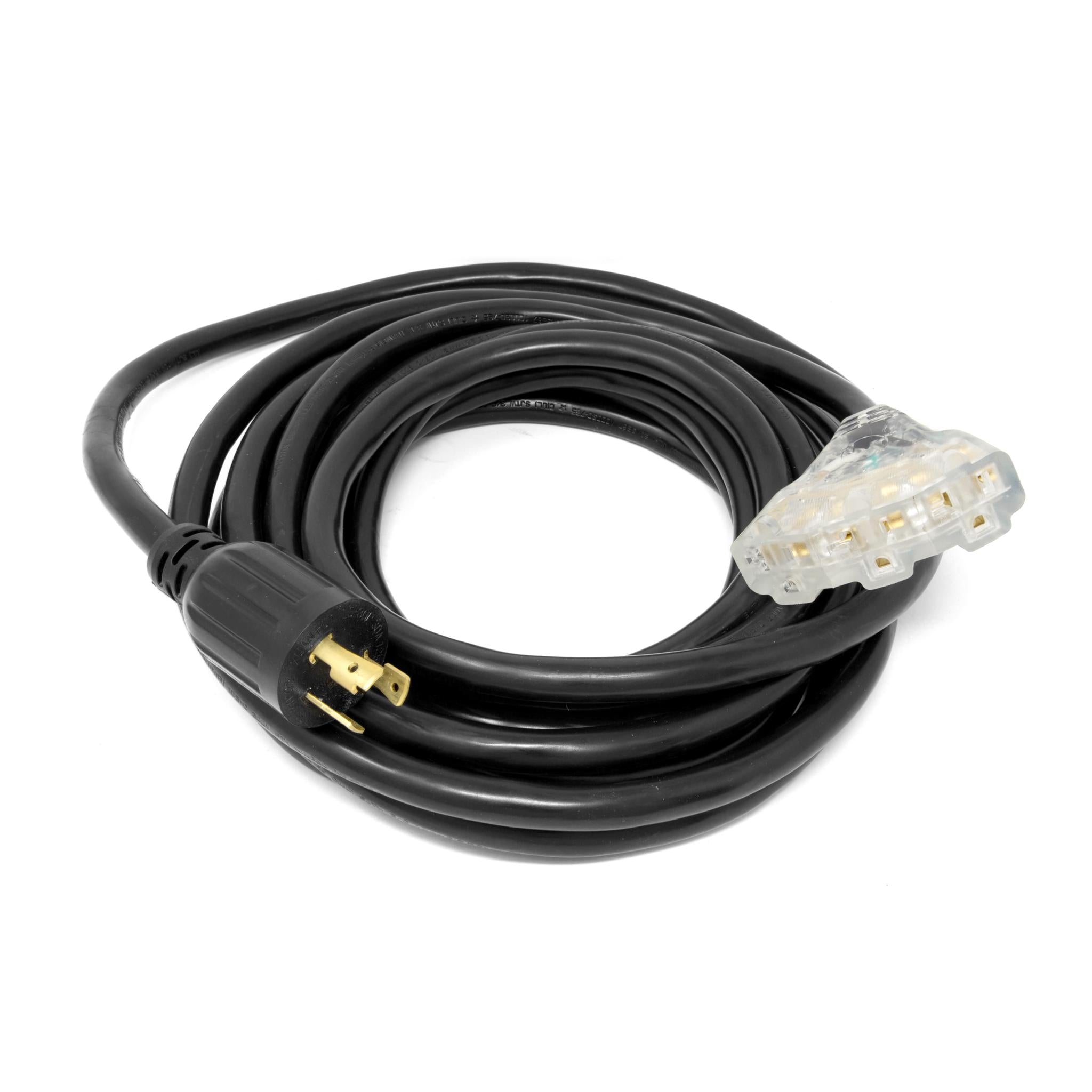 WEN PC2513 25 ft. 30 Amp 10 Gauge SJTW Heavy Duty Generator Extension Cord - L5-30R to Three 5-20R Outlets - Ideal for Power Tools, RVs & Emergency Backup Power