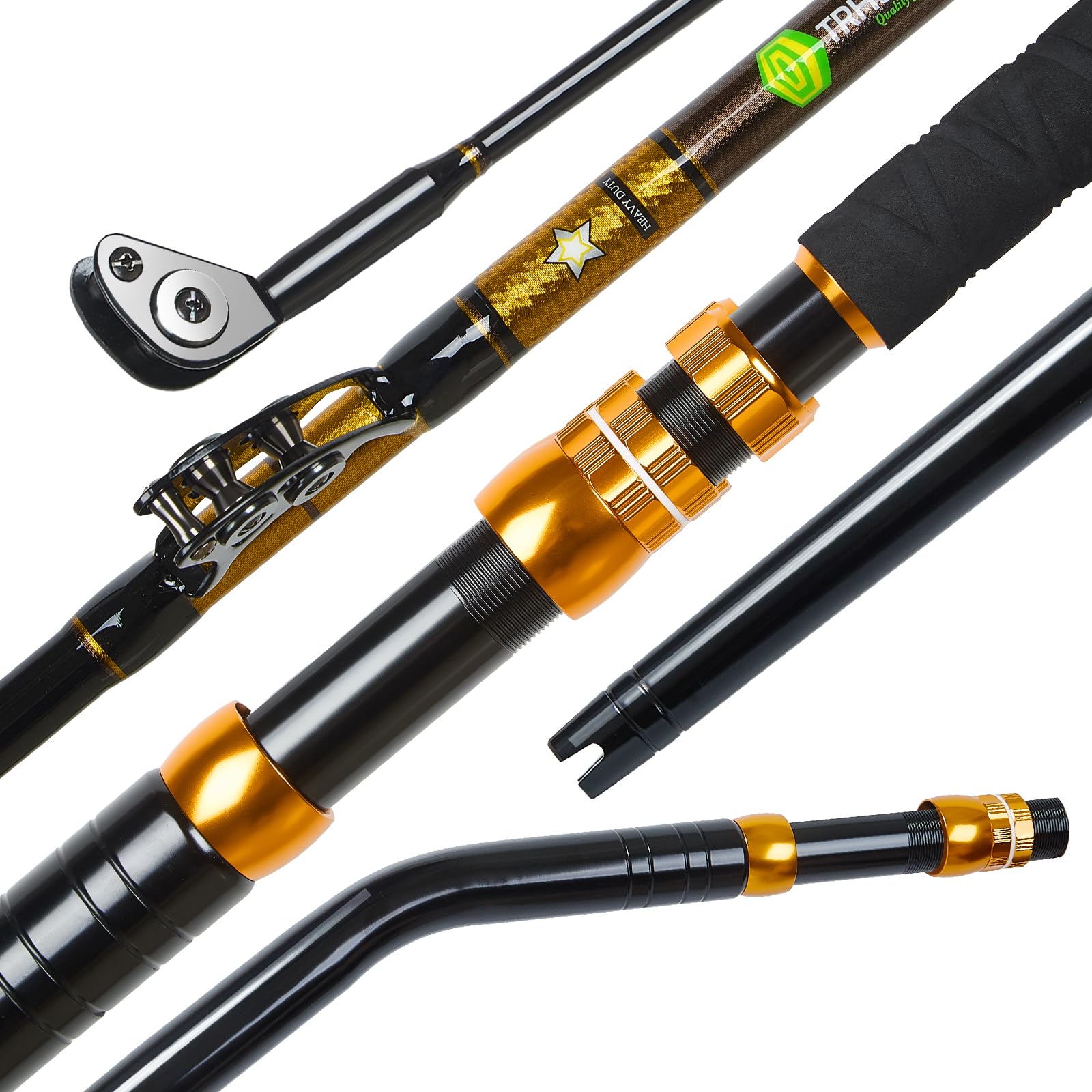 **Heavy Duty Offshore Trolling Rod - Saltwater Big Game Fishing Rod with Roller Guides - Perfect for Deep Sea Boat Fishing & Sportfishing**