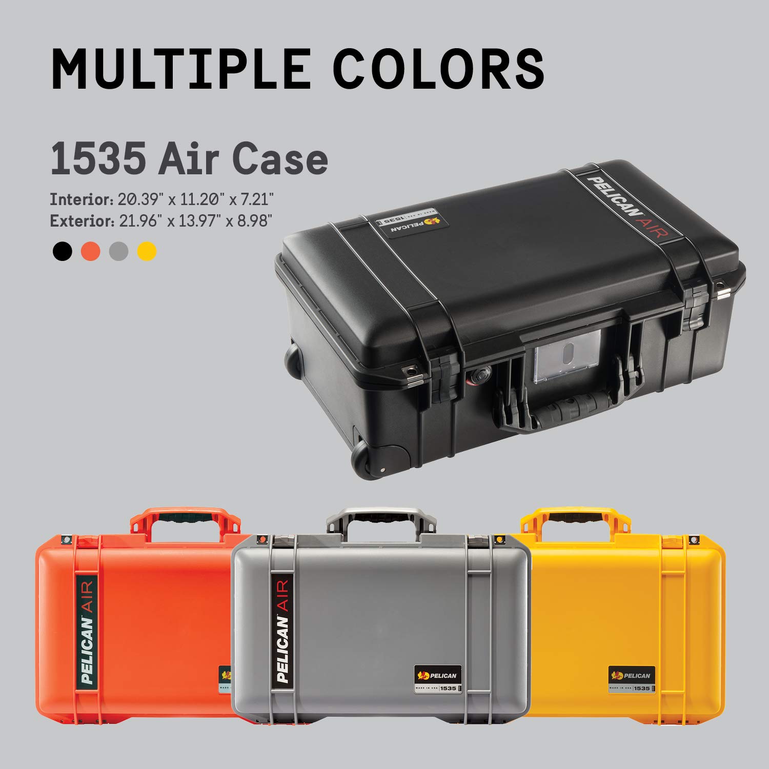 Pelican Air 1535 Waterproof Hard Case - Lightweight & Durable Travel Protection for Cameras, Electronics & Gear (Black) - Perfect for Air Travel, Outdoor Adventures & Equipment Storage