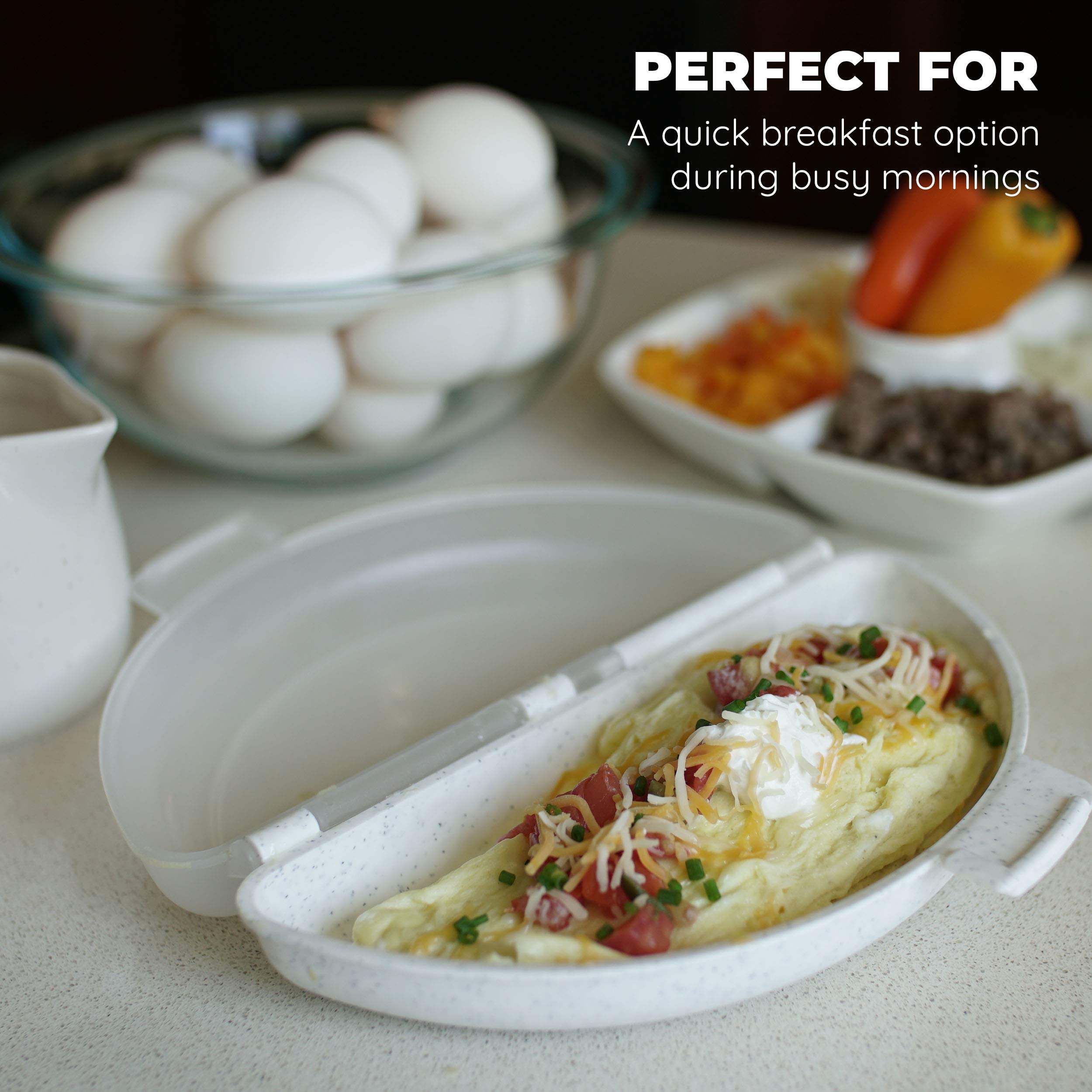 Nonstick Microwave Omelet Maker - Quick & Easy Egg Cooker for Breakfast, Holds 3 Eggs, Dishwasher Safe - Perfect for Busy Mornings, Dorm Cooking & Camping Meals
