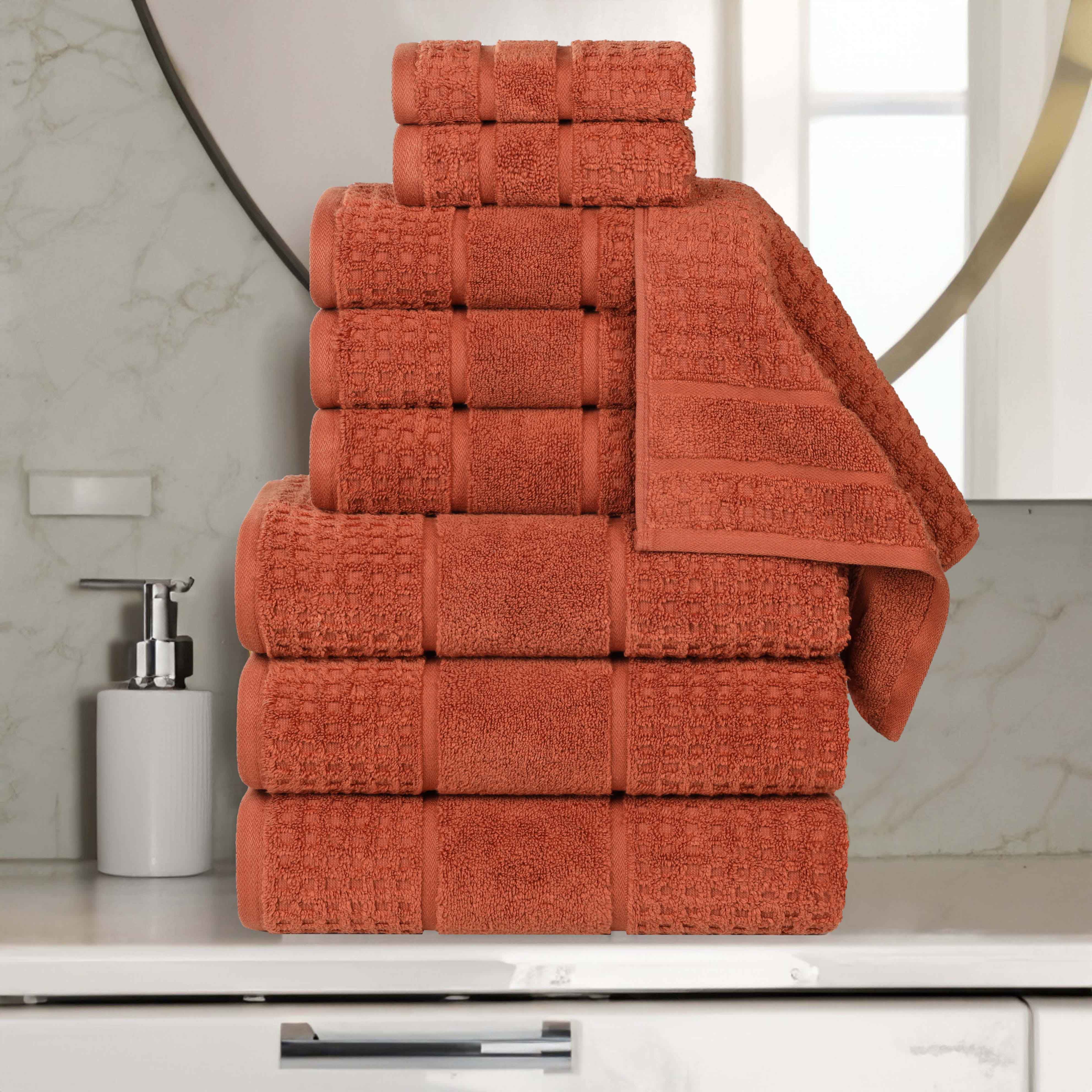 Premium Zero Twist Cotton Waffle Honeycomb Towel Set - 9 Piece Ultra Soft & Absorbent Bath Towels for Spa, Gym & Luxury Home Use