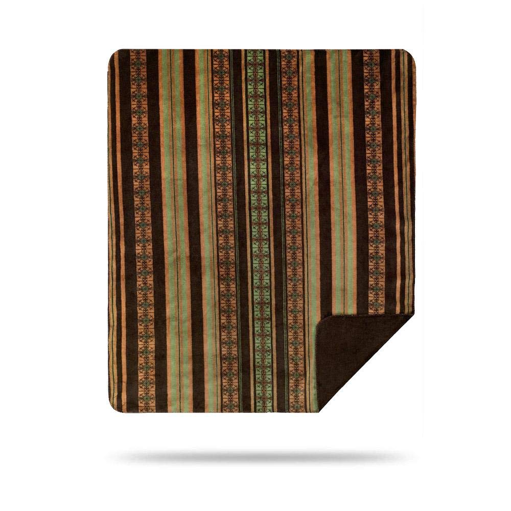 Premium Denali Ultimate Comfort Plush Throw Blanket - Hand-Stitched Super Soft & Cozy - Made in USA - Dark Chocolate Stripe - Perfect for Sofa, Bed & Winter Nights