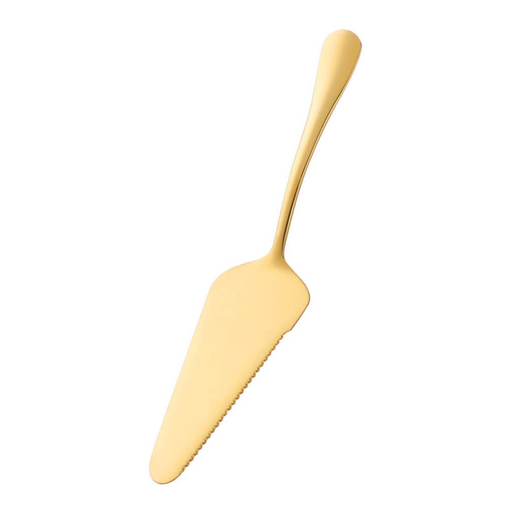 DOITOOL Stainless Steel Pie Server - Pizza Spatula & Cake Cutter with Golden Finish | Perfect for Serving Slices of Pie, Pizza, Cake at Parties, BBQs & Family Gatherings