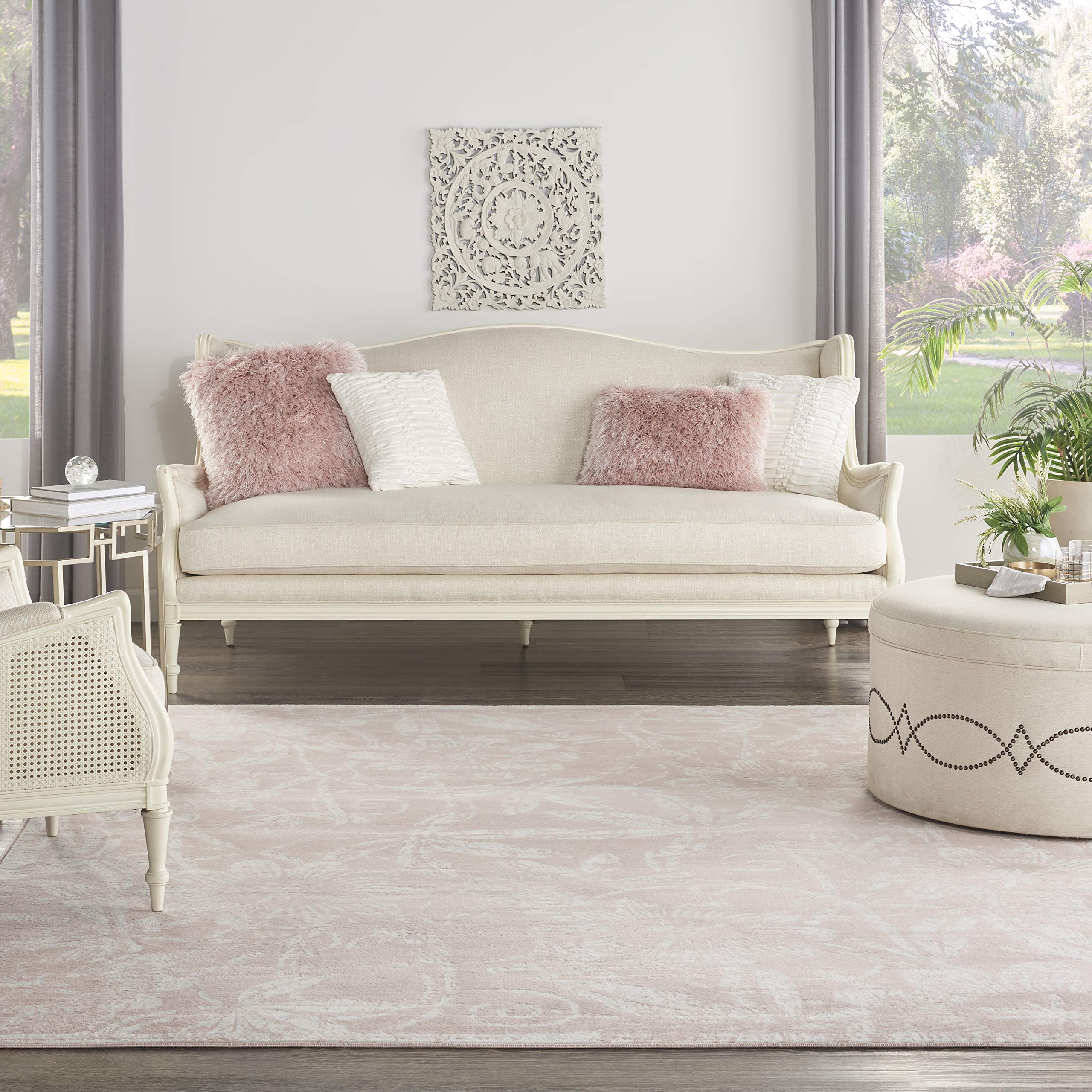 Nourison Whimsicle Floral Pink 8' x 10' Area Rug - Easy Clean, Non-Shedding, Stain Resistant for Bedroom, Living Room, Dining Room & Kitchen | Soft Comfort for Home Decor, Perfect for Family Gatherings & Cozy Nights