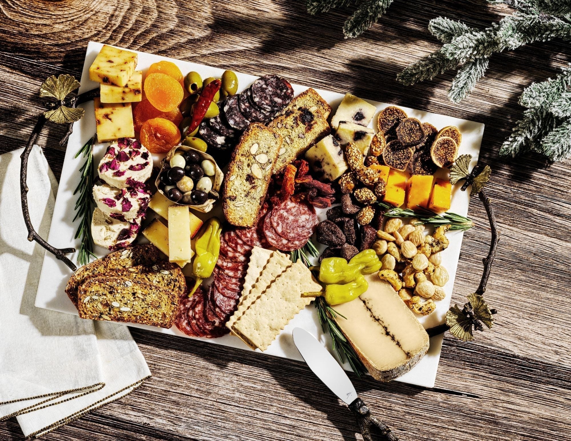 Butterfly Ginkgo Cheese Board with Knife Set - Elegant Wooden Charcuterie Serving Tray for Wine Parties, Picnics & Home Entertaining