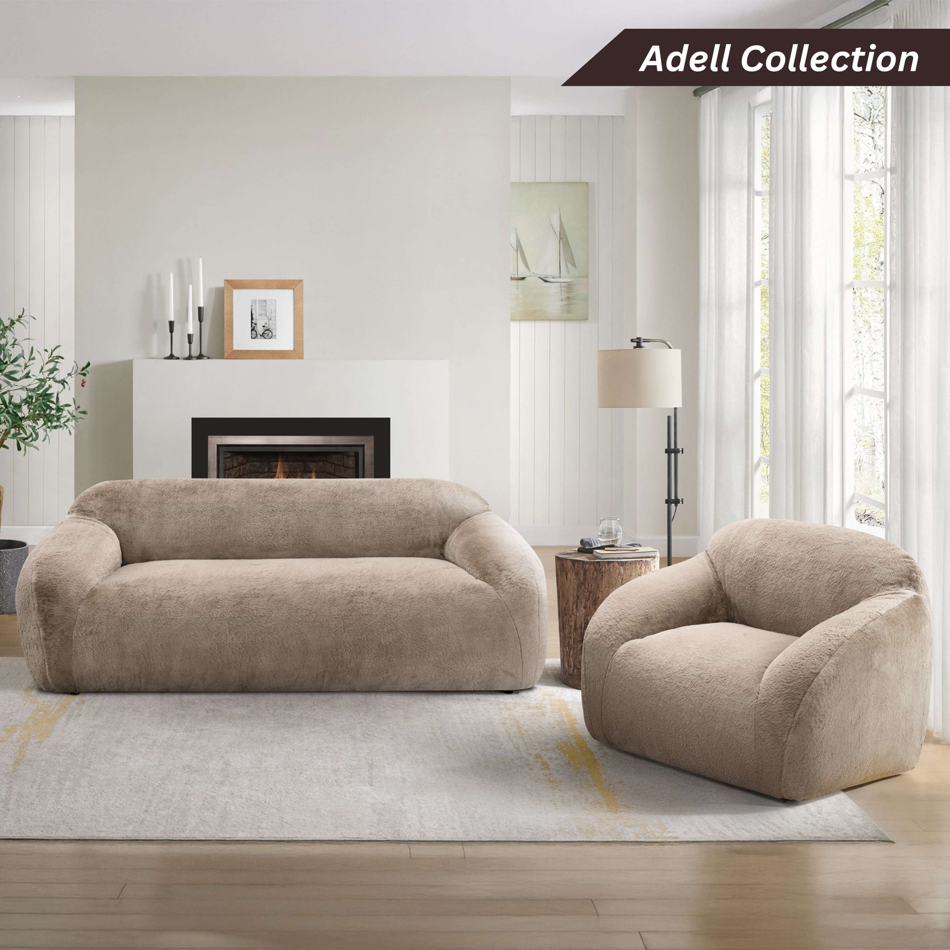 Adell Polar Bear Faux Fur Swivel Cuddle Chair - Roundhill Furniture - Cozy Rotating Accent Chair for Living Room, Bedroom & Nursery - Perfect for Relaxing, Reading & Lounging