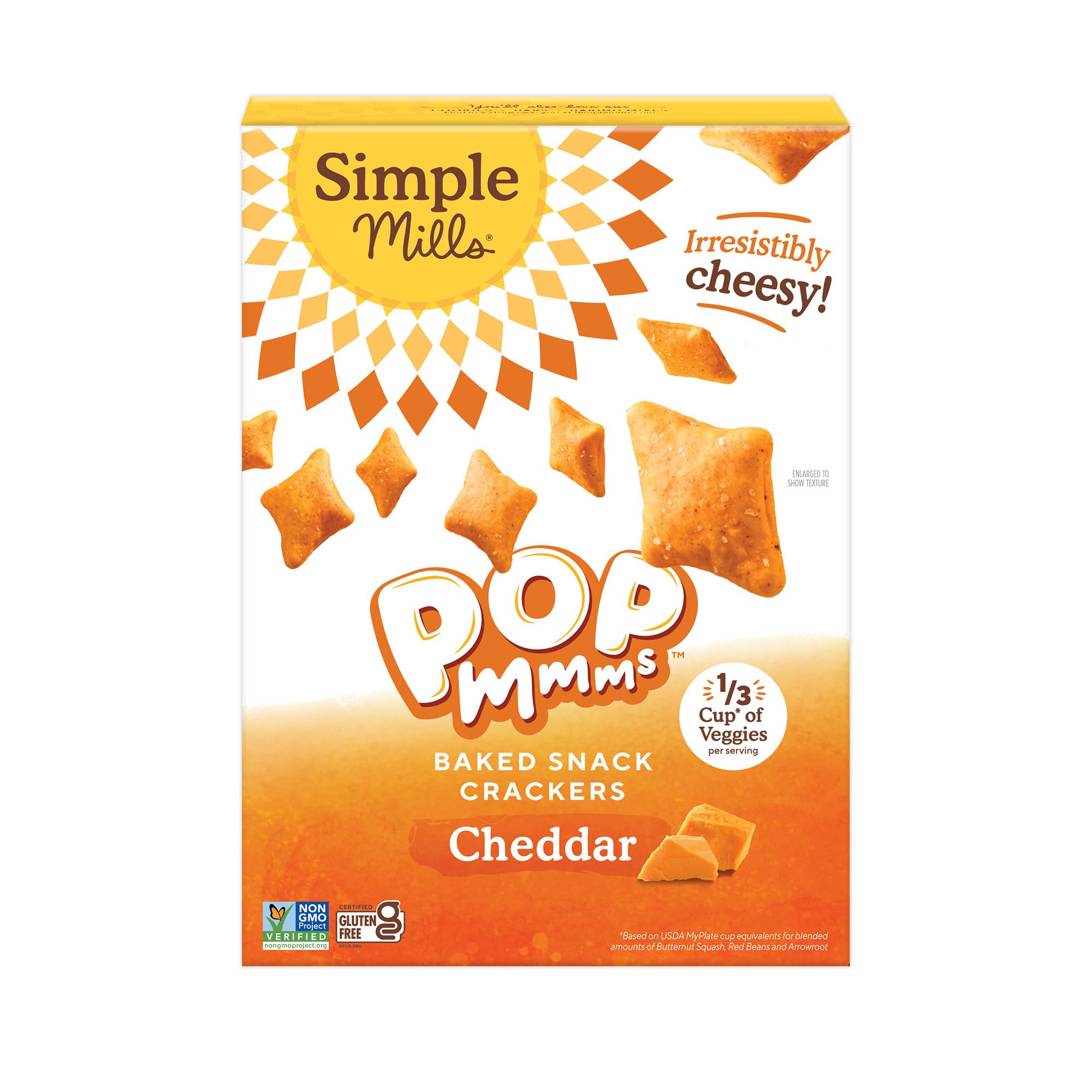 Simple Mills Gluten Free Cheddar Baked Snack Crackers - 4oz Pack | Crunchy Cheese Crackers for Kids Lunch, Party Snacks & Healthy On-the-Go Snacking