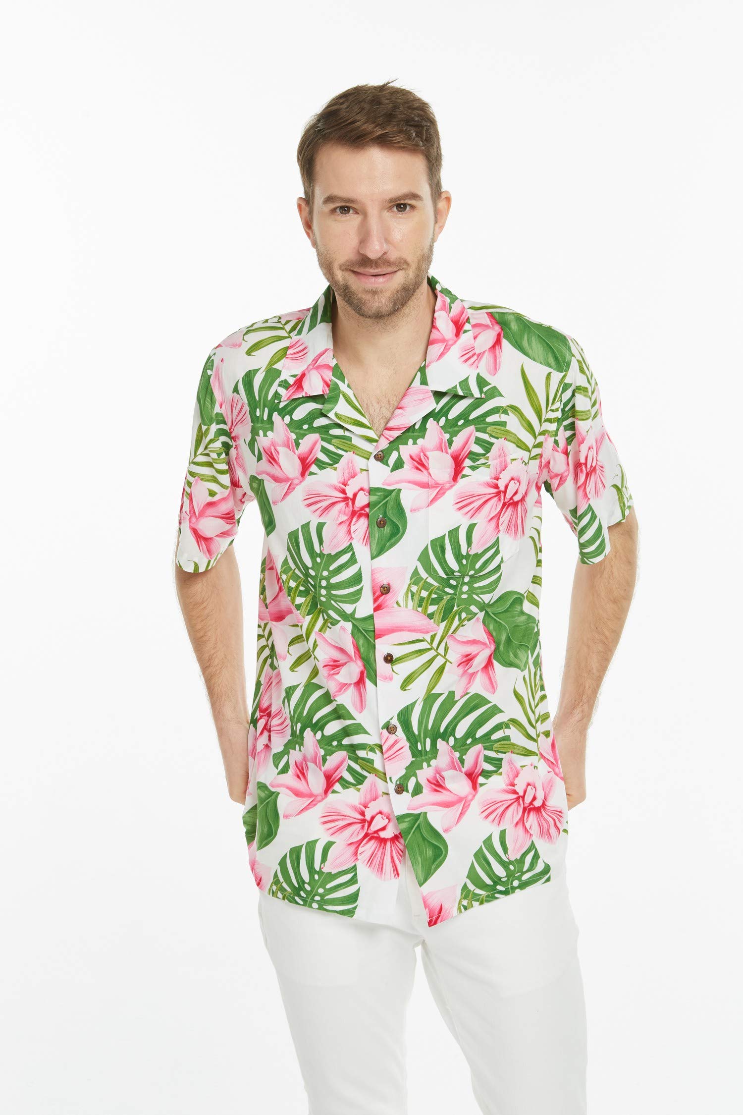 Hawaiian Luau Outfits for Family - Matching Aloha Shirts & Dresses in Lotus & Orchid Print for Men, Women, Boys & Girls | Perfect for Beach Parties, Luau Events & Summer Vacations