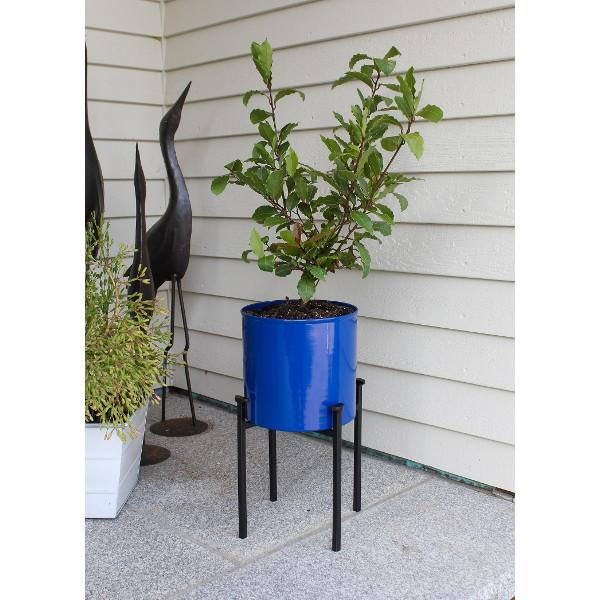 Eileen Planter with Steel Patina Pot - Modern Indoor/Outdoor Flower Pot for Home Decor, Office Plants & Garden Decorations