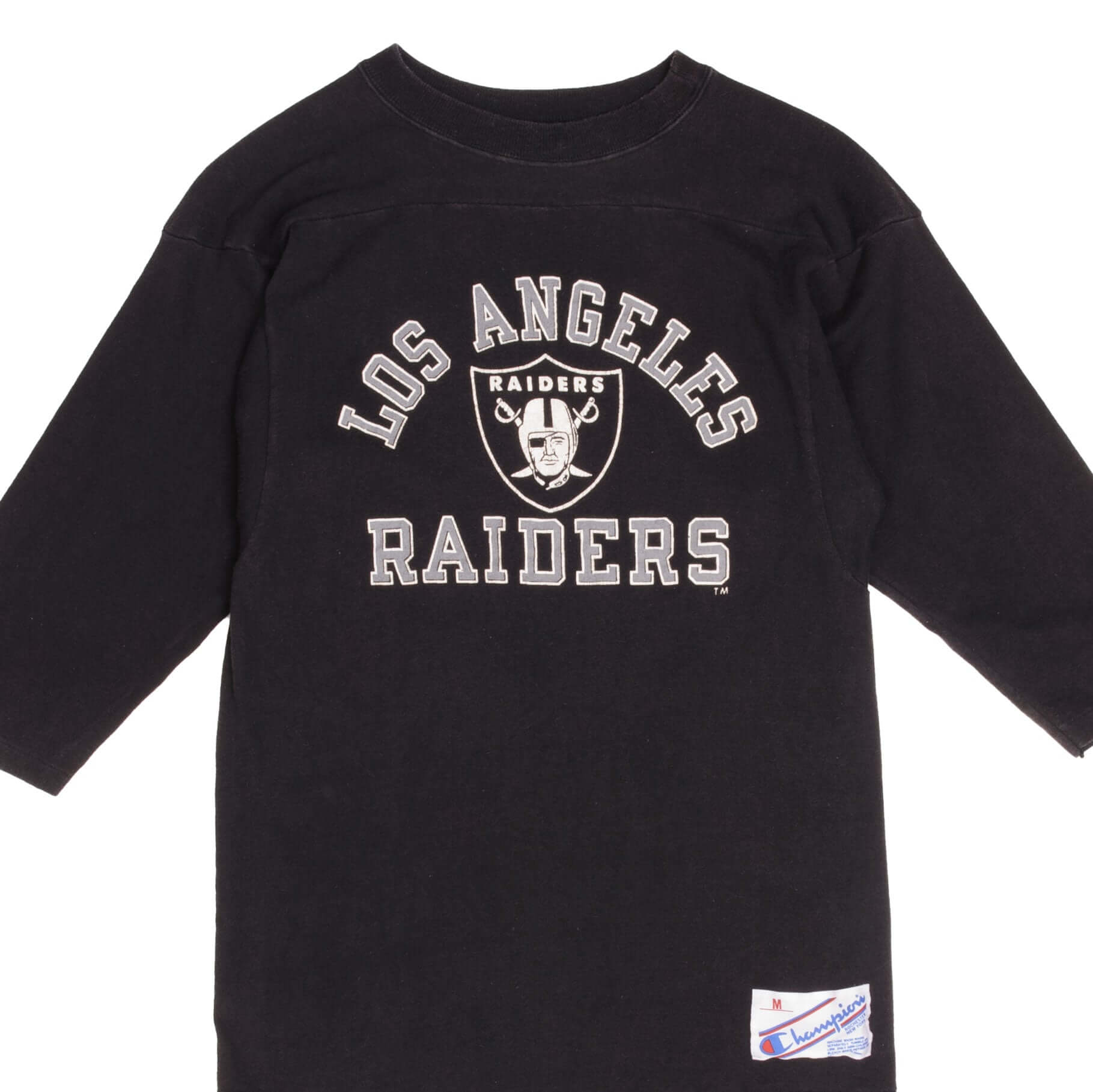 Vintage Champion NFL Los Angeles Raiders 2/3 Sleeves Tee Shirt 1980s Small USA - Retro Football Fan Gift & Game Day Outfit