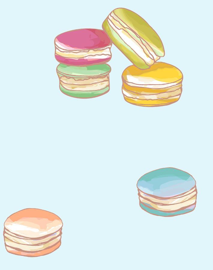 Premium Macarons Wallpaper by Nathan Turner - Sky Blue French Dessert Theme - Perfect for Kitchen, Dining Room & Cafe Decor