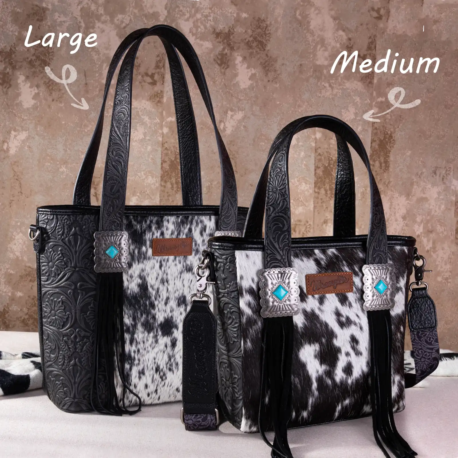 Wrangler Genuine Cowhide Leather Fringe Crossbody Purse for Women - Stylish Concealed Carry Handbag for Everyday Use, Travel & Outdoor Adventures