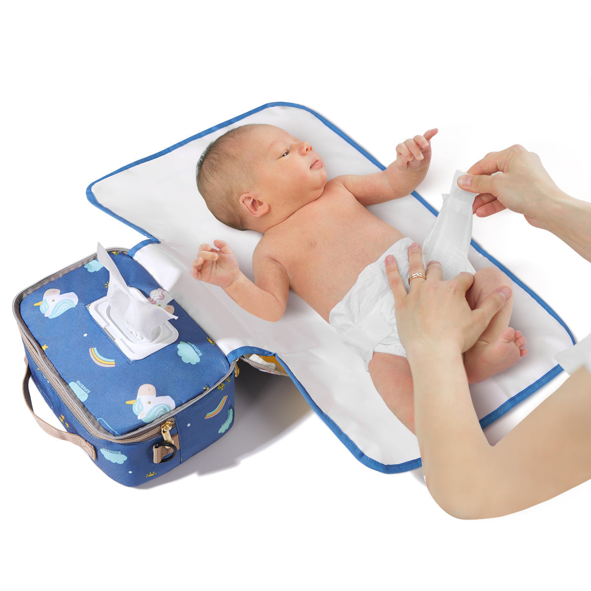 Portable Diaper Changing Bag - Waterproof Travel Baby Changing Station with Insulated Pocket & Wipes Case - Perfect for On-the-Go Parents, Air Travel, and Outdoor Adventures