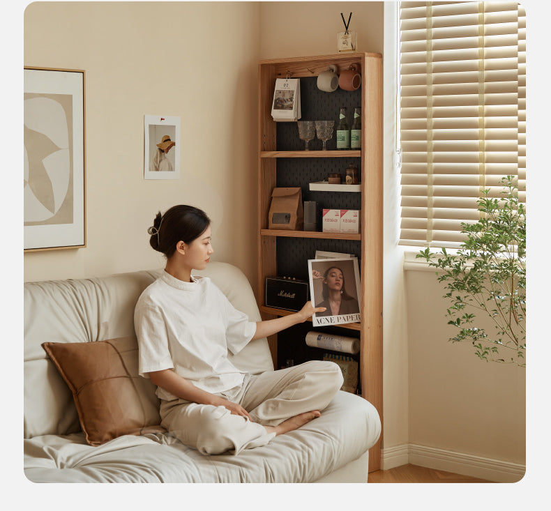Solid Oak Wood Ultra-Thin DIY Side Cabinet - Perfect for Small Spaces, Bedroom, Living Room & Office Storage