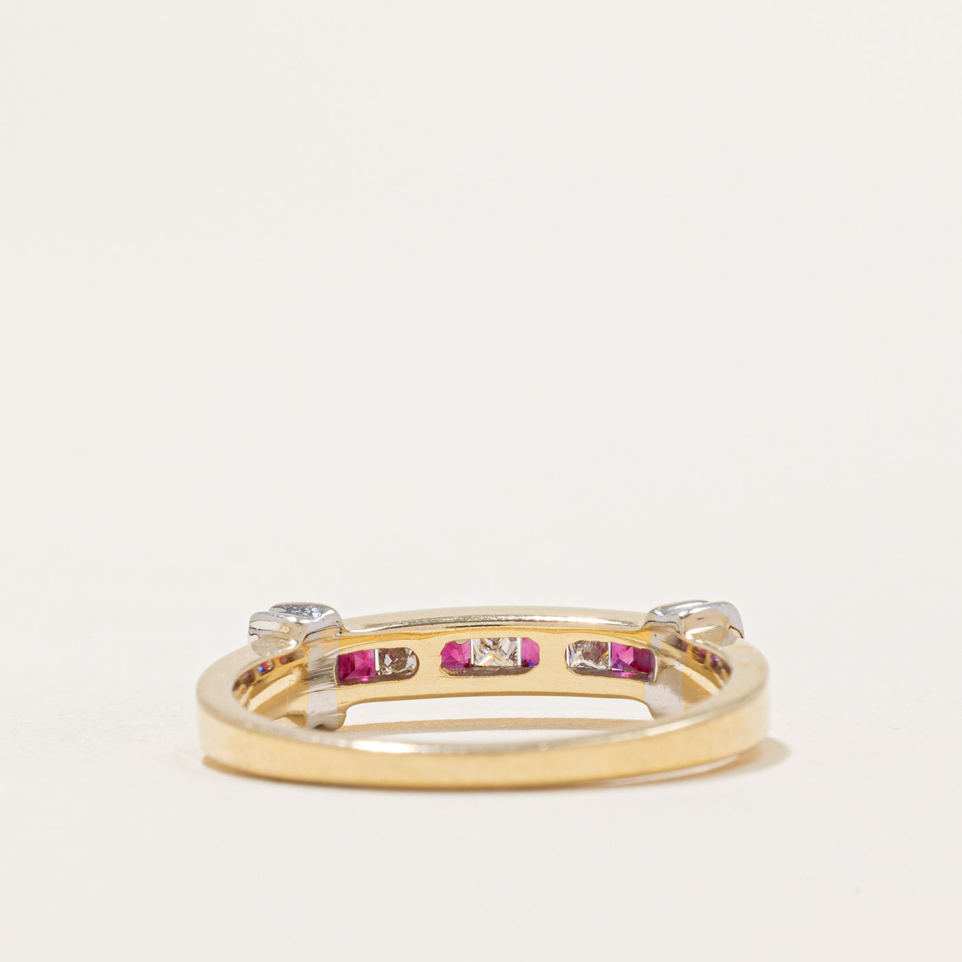 14K Gold Ruby & Diamond Eternity Band Ring | 0.06ctw Natural Ruby & 0.05ctw Diamond | Size 6.75 | Wedding, Anniversary, Valentine's Day Gift for Her