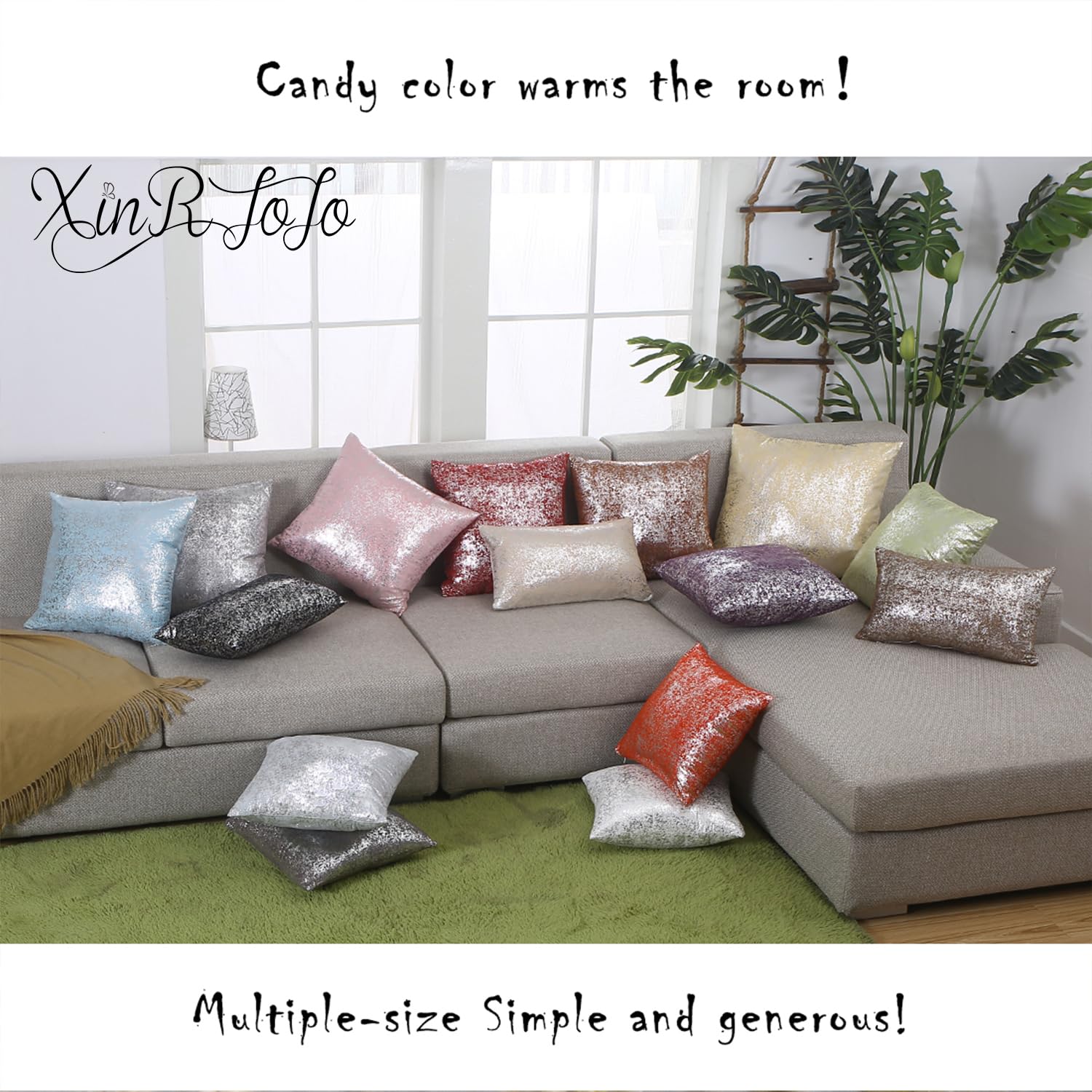 Xinrjojo 3 Pack 18 Inch Decorative Square Pillow Covers - Sparkling Silver Grey Starry Pattern for Sofa, Couch, Chair, Bedroom & Car Accessories | Home Decor & Comfort Enhancement
