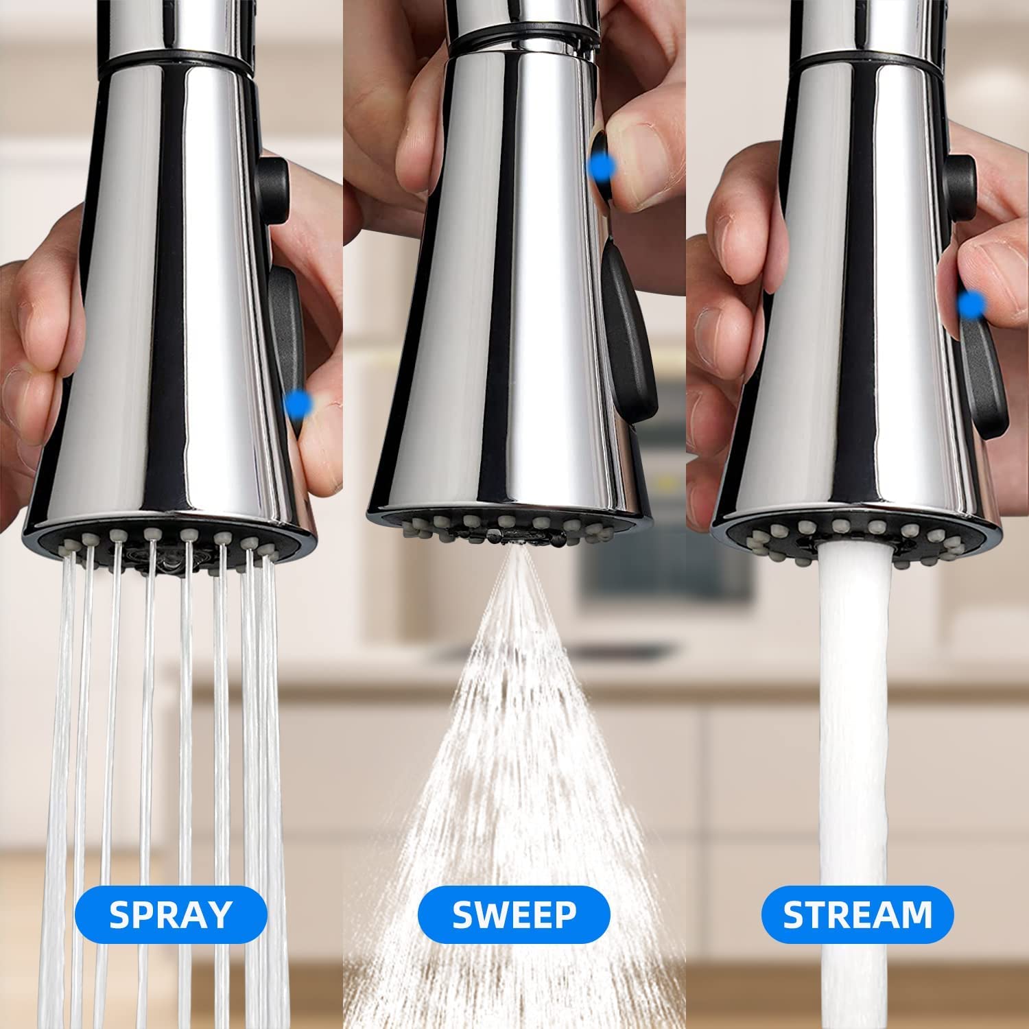 ANBSR Touchless Kitchen Faucet with Motion Sensor - High Arc Pull Down Sprayer, Single Handle Design for 1 or 3 Hole Installation, Polished Chrome Finish - Perfect for Modern Kitchens, Dishwashing, and Hands-Free Cooking
