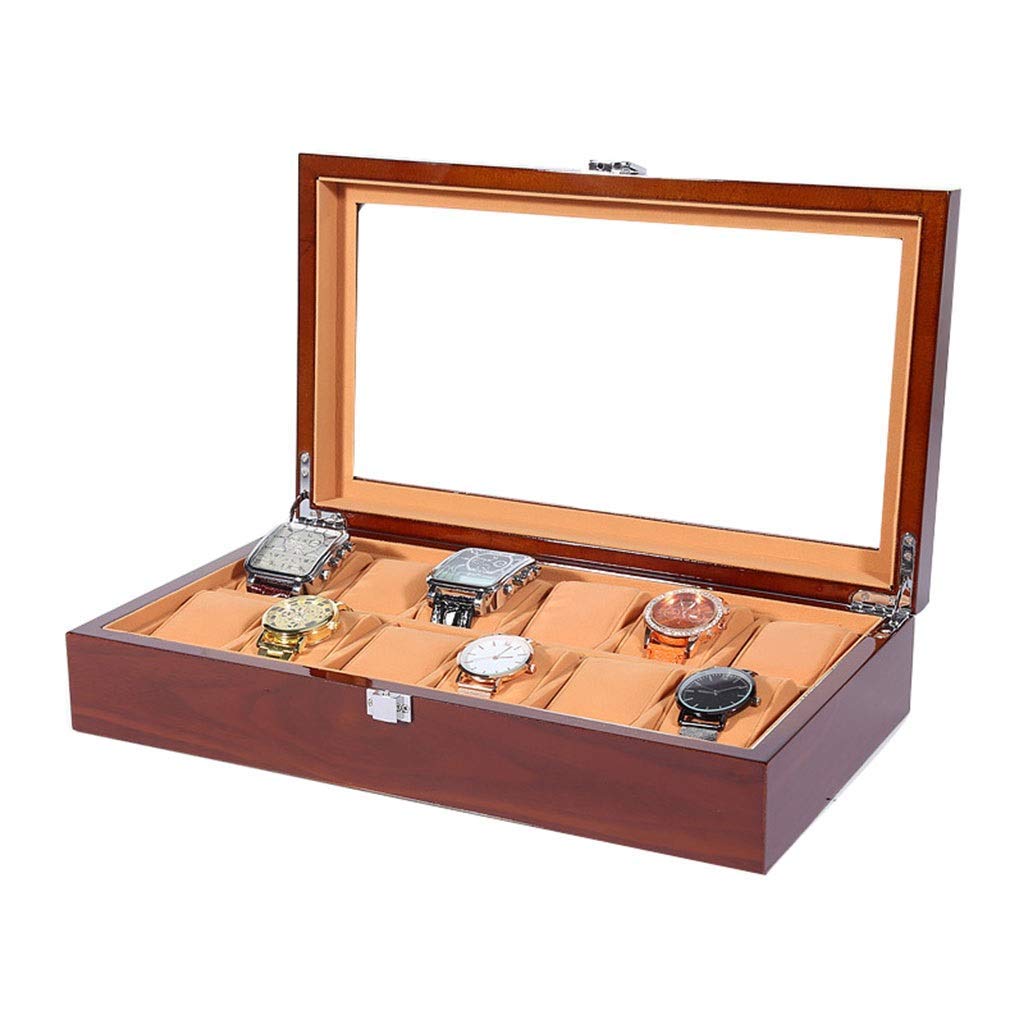 Premium Wooden Watch Storage Box with PU Leather - 3/5/6/8/12 Grids, Detachable Pillows & Lockable Metal Buckle | Jewelry Organizer Case for Men & Women | Perfect for Watch Collection, Travel & Gift Giving