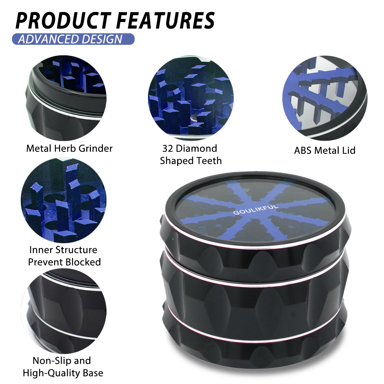 2.5 Inch Aluminum Alloy Manual Herb Grinder - Premium Spice Crusher for Kitchen, Camping & Travel - Perfect for Grinding Herbs, Spices & Tobacco