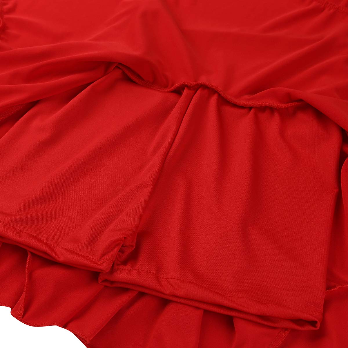 Women's Latin Dance Strappy Ruffled Pleated Skirt for Ballroom, Tango, Swing, Rumba, Salsa, and Social Dancing