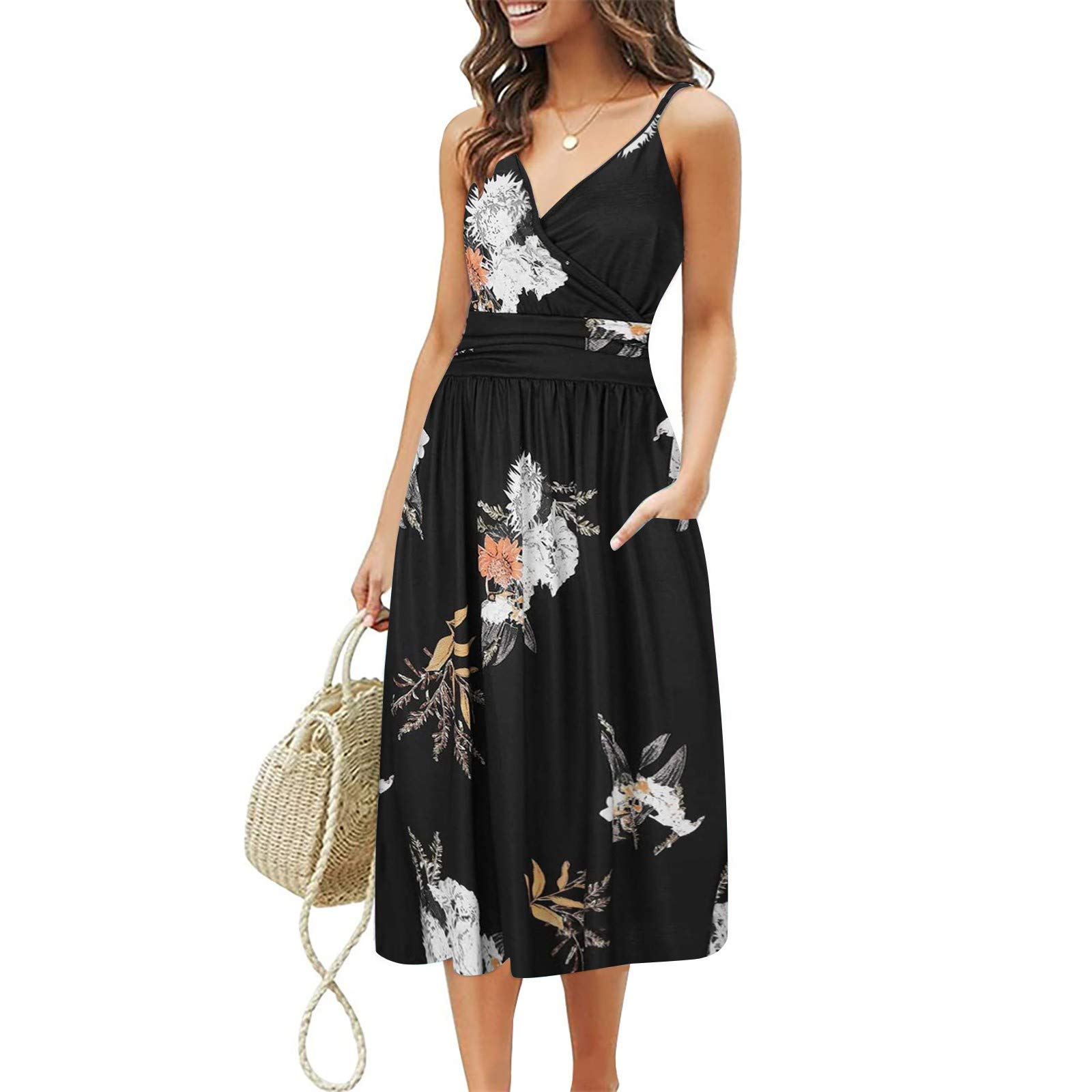 Women's Casual Loose Bohemian Floral Print Maxi Dress - Summer Beach Party Sundress for Vacation & Outdoor Events