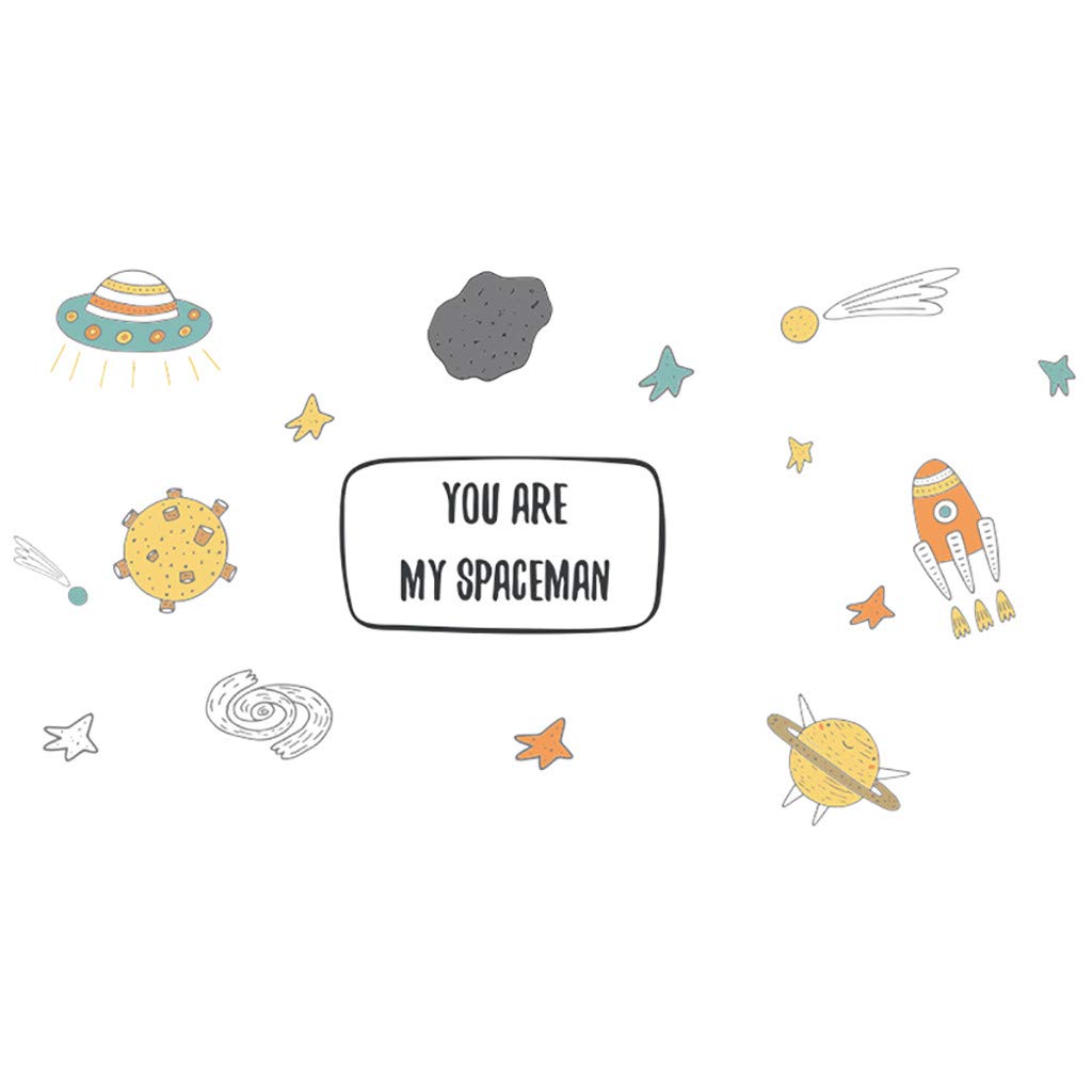 Celendi Wall Decor Stickers - Meteorite & Spaceship Cartoon Design for Living Room, Bedroom, Kids Room - Peel and Stick Home Decor for Modern & Playful Spaces