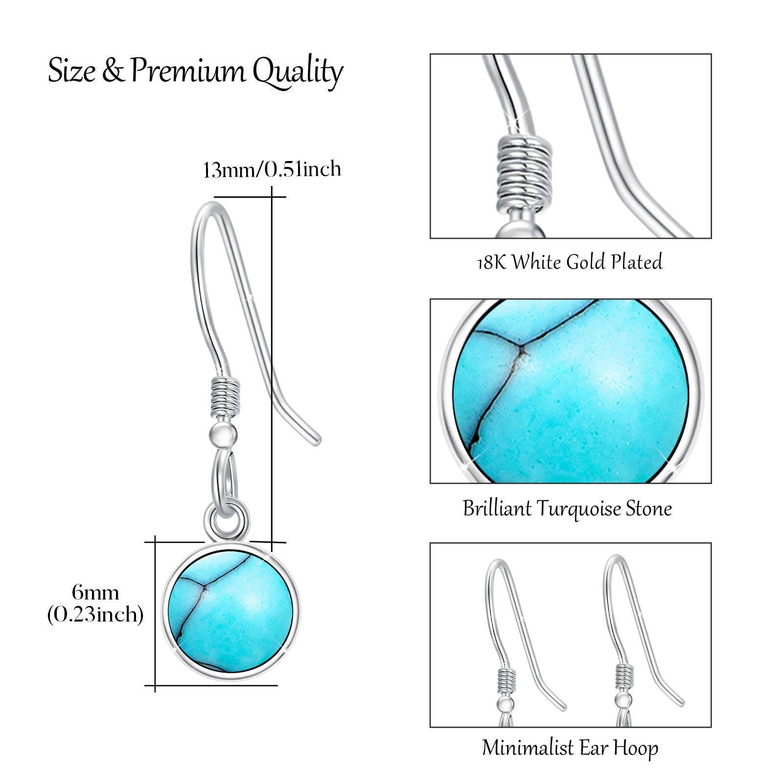 925 Sterling Silver Turquoise Small Hoop Earrings - Hypoallergenic Huggie Hoops for Women, Round Shape Jewelry Gift for Mom Wife Girlfriend - Perfect for Sensitive Ears, Everyday Wear & Special Occasions