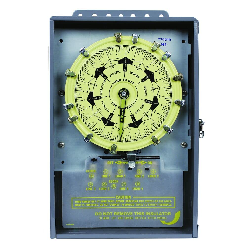 Intermatic T7401B 24-Hour Mechanical Timer Switch - Gray - Ideal for Outdoor Lights, Pumps, and Home Automation
