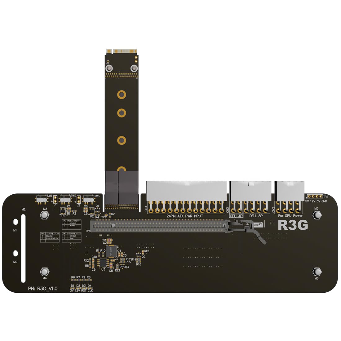 ADT-Link M.2 Key M NVMe to PCIe 3.0 x4 External GPU Bracket - 50cm Riser Cable (32Gbps) for eGPU Setup - Compatible with ITX/STX/NUC, VEGA64, GTX1080ti - Perfect for Gaming Rigs & Cryptocurrency Mining PCs