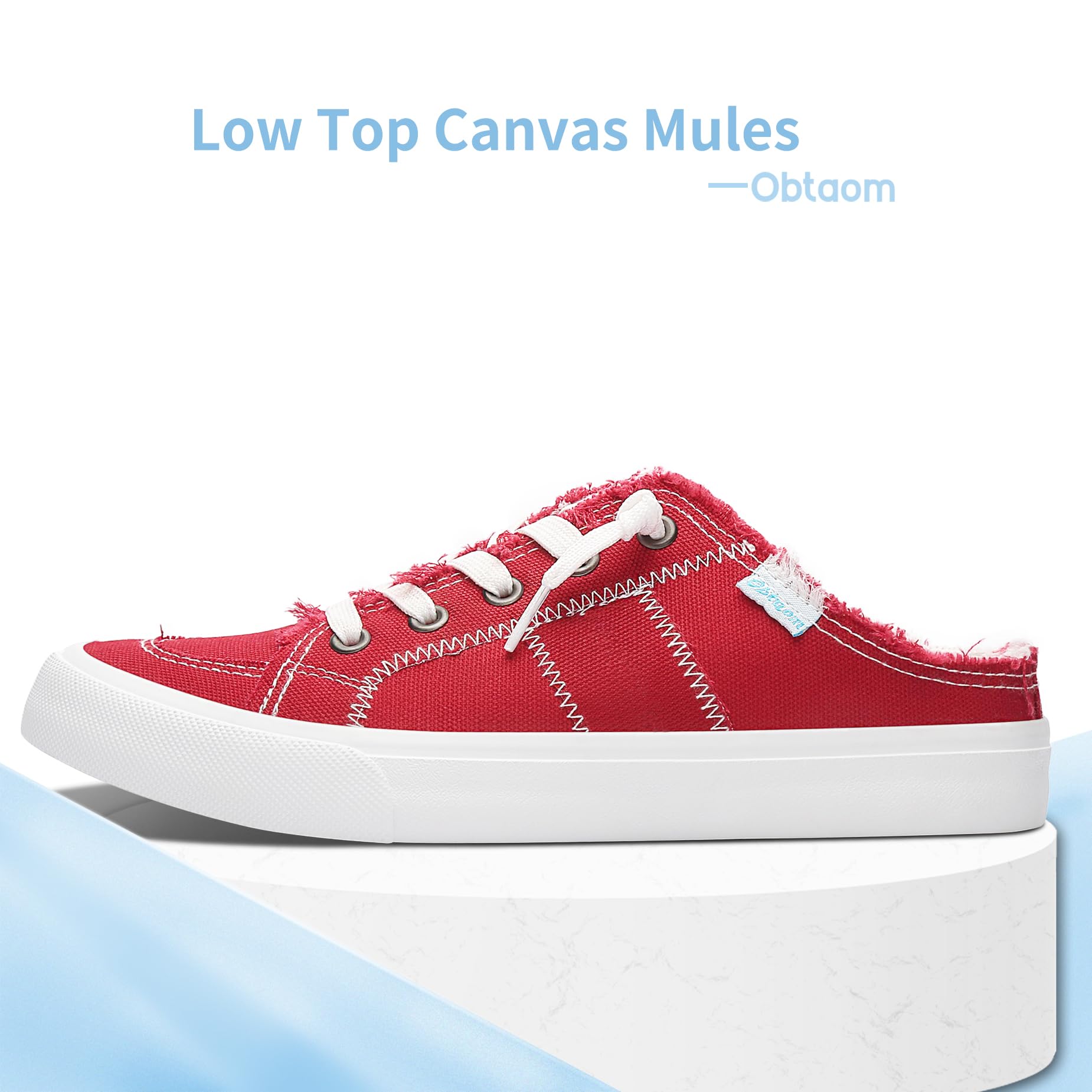 Obtaom Women's Memory Foam Canvas Mule Clippers - Comfortable Slip-On Backless Fashion Sneakers for Casual Wear, Travel & Holiday Outfits