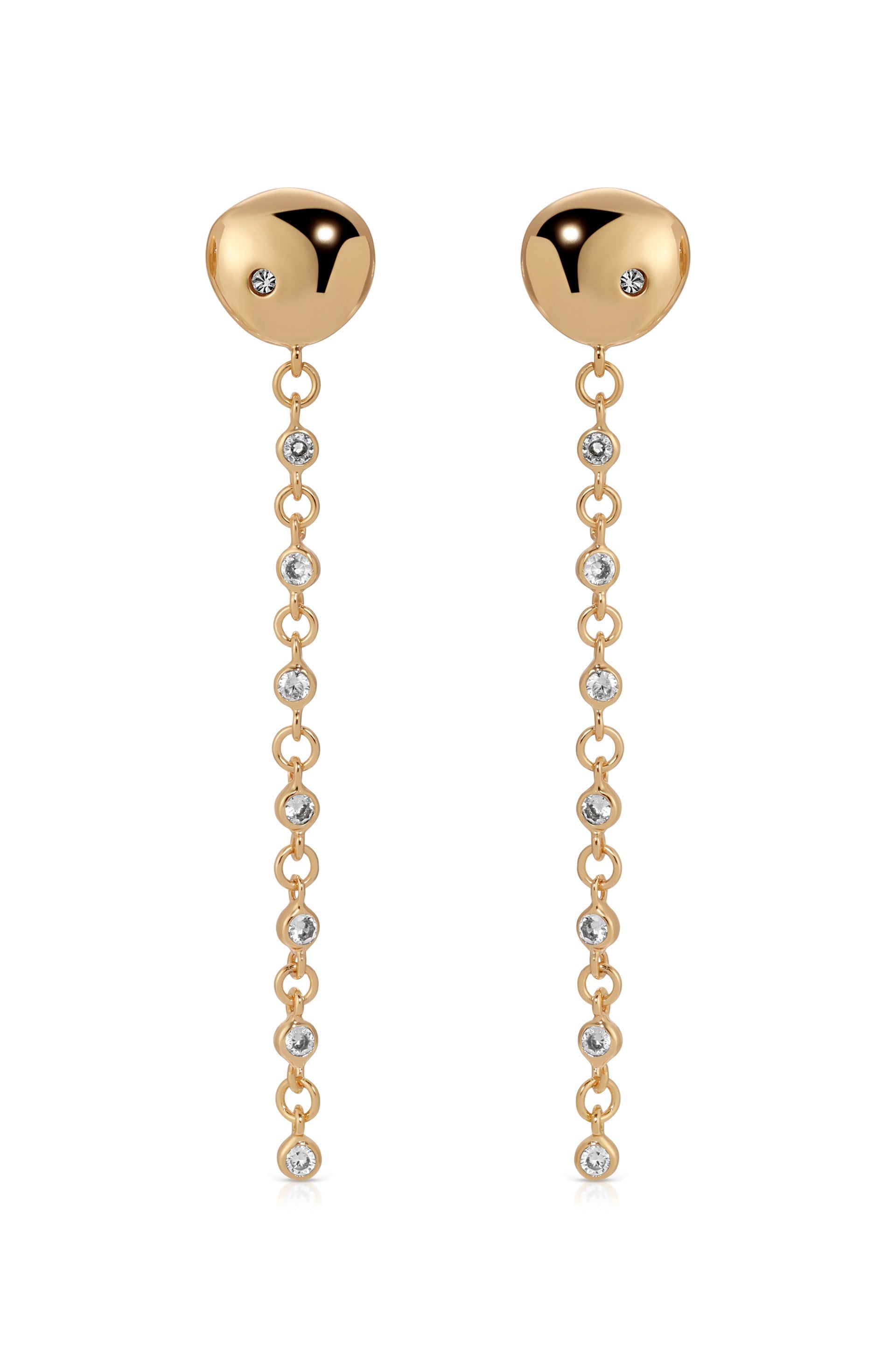 Polished Pebble Linear Chain Earrings - Elegant Minimalist Dangle Earrings for Women | Perfect for Casual Wear, Office, and Evening Outfits